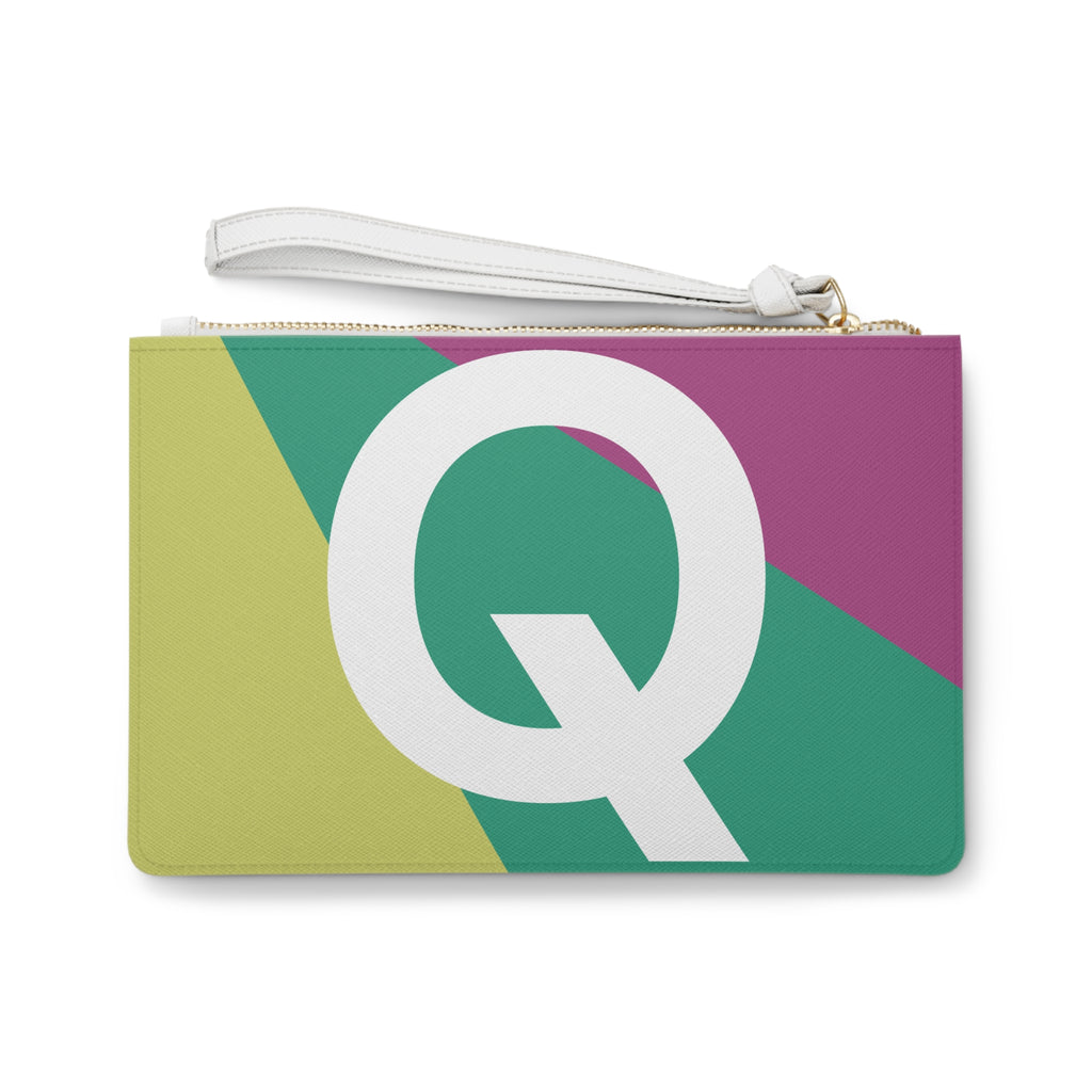 Monogram 'Q' Colorblock Clutch Bag — Bold Geometric Wristlet for Everyday & Gifts