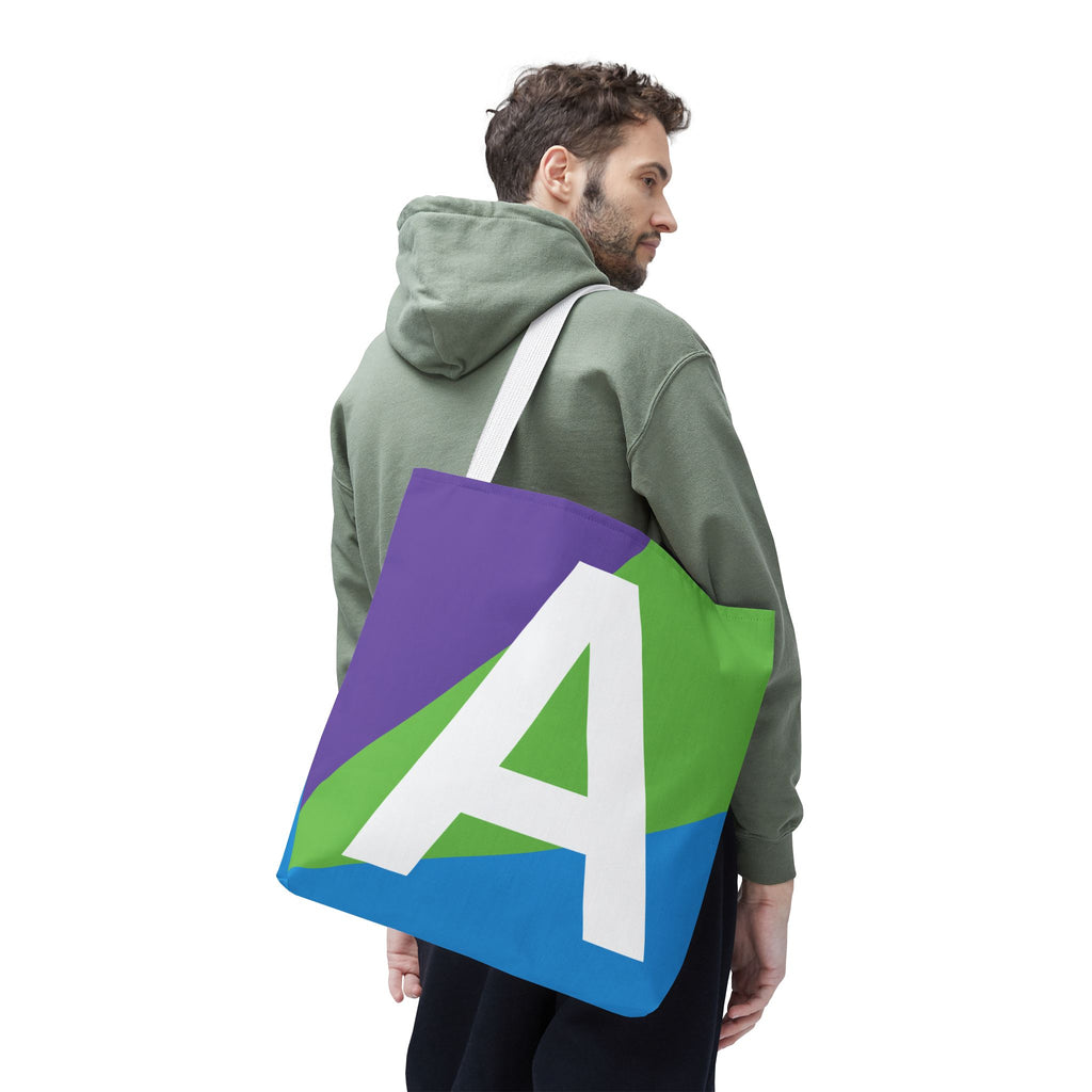 Monogram 'A' Colorblock Tote Bag — Personalized Initial A Shoulder Tote