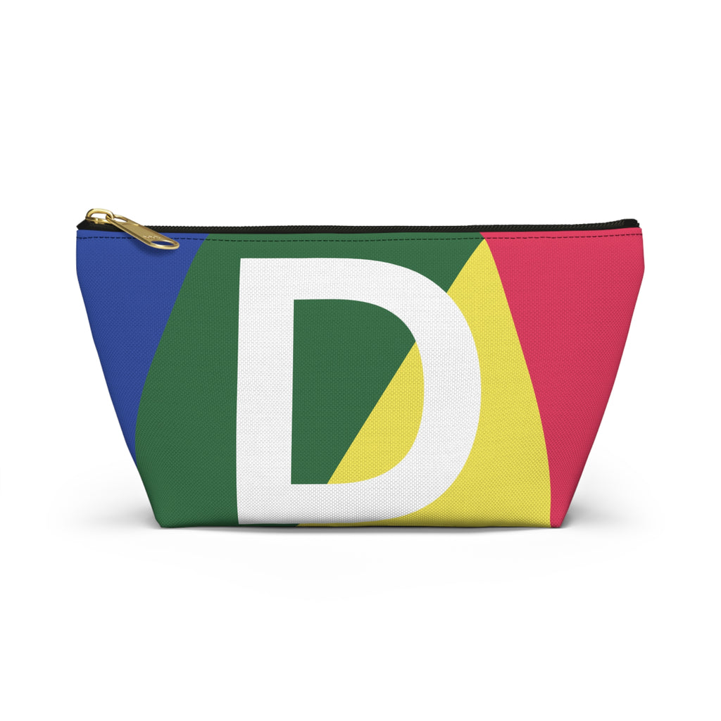 Initials Colorblock Accessory Pouch — Monogram D T-Bottom Cosmetic Bag