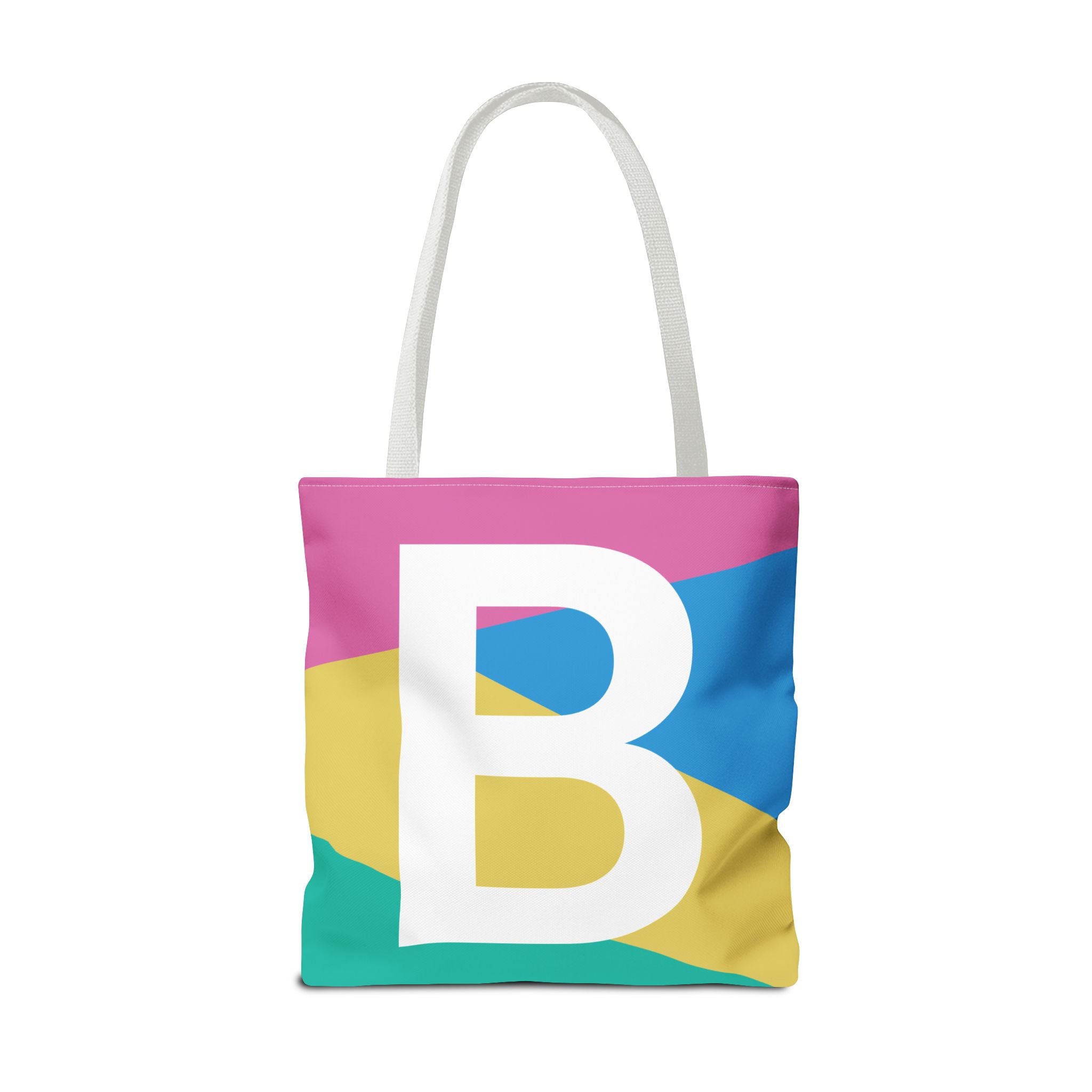 Monogram 'B' Colorblock Tote Bag — Personalized Initial B Shoulder Tote