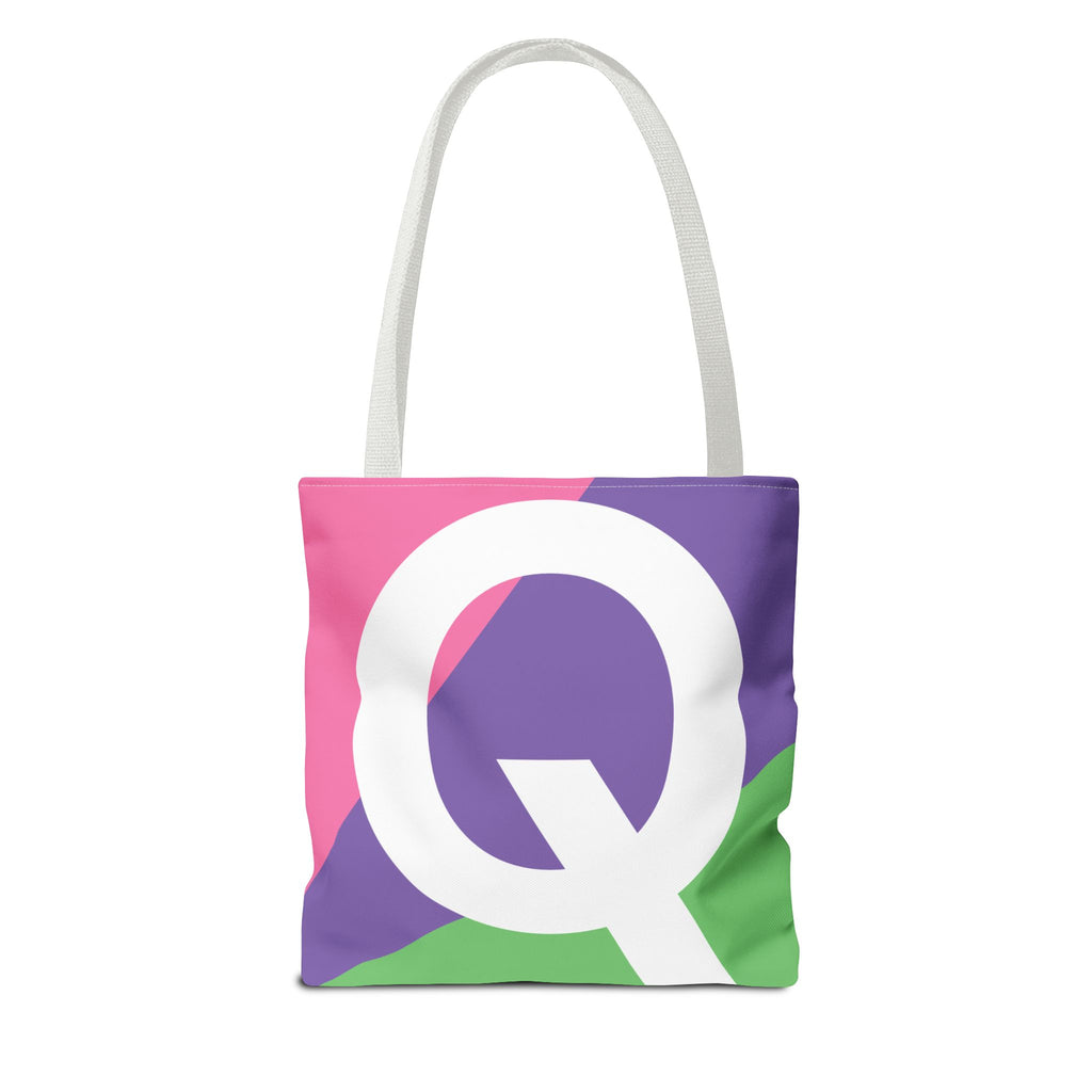 Monogram 'Q' Colorblock Tote Bag — Personalized Initial Q Shoulder Tote