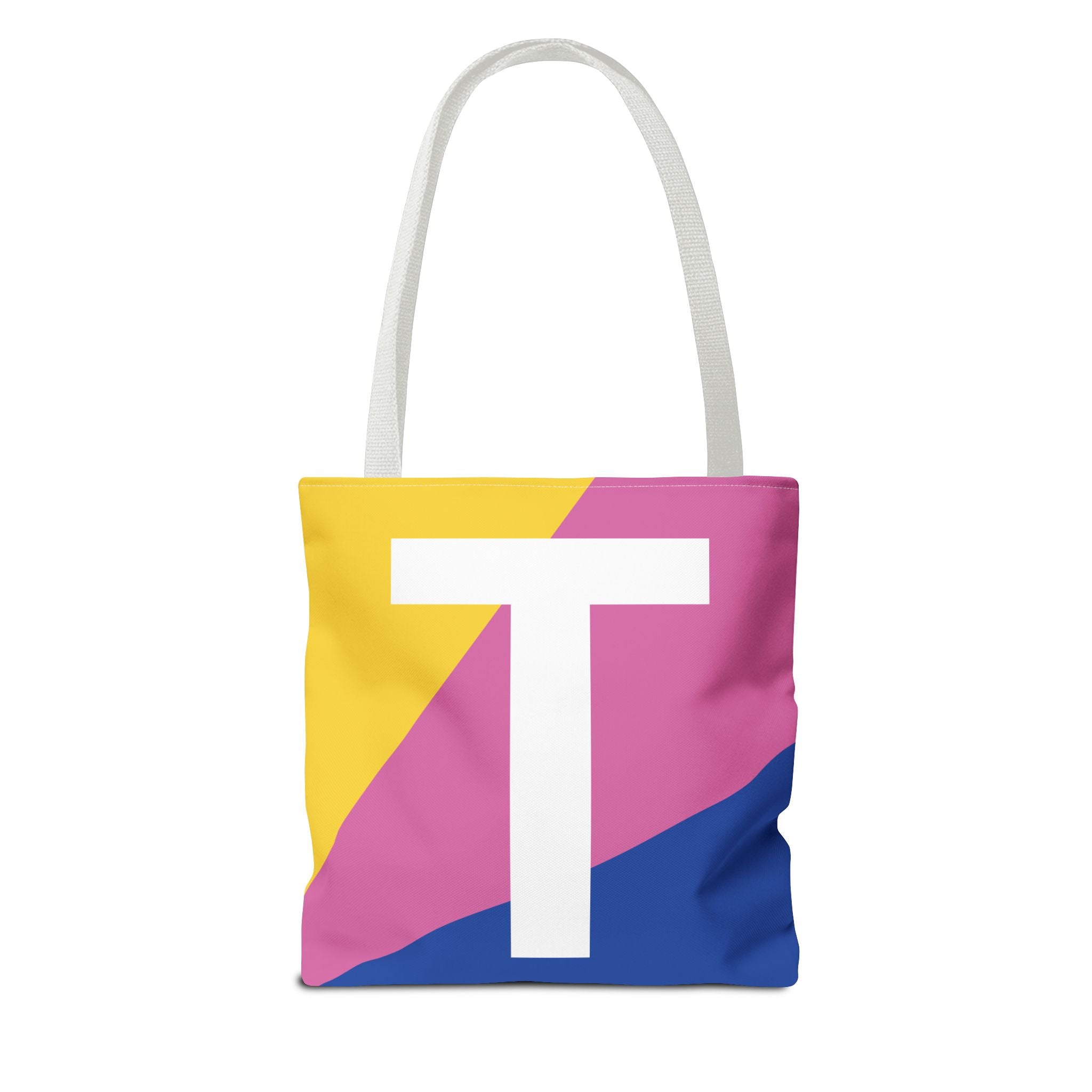 Monogram 'T' Colorblock Tote Bag — Personalized Initial T Shoulder Tote