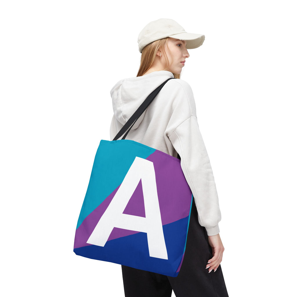 Monogram 'A' Colorblock Tote Bag — Personalized Initial A Shoulder Tote