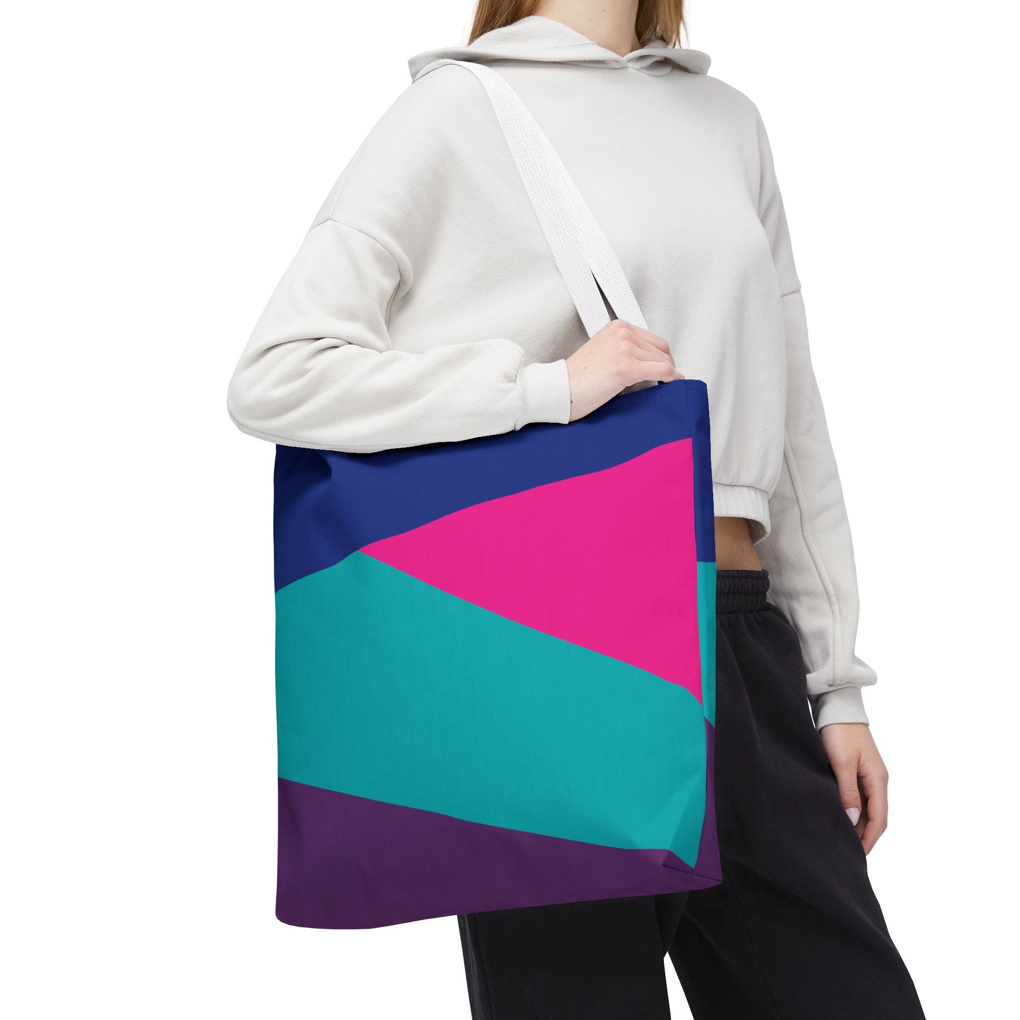 Retro 80s & 90s Inspired Color Block Tote Bag | Stylish Everyday Canvas Shoulder Bag