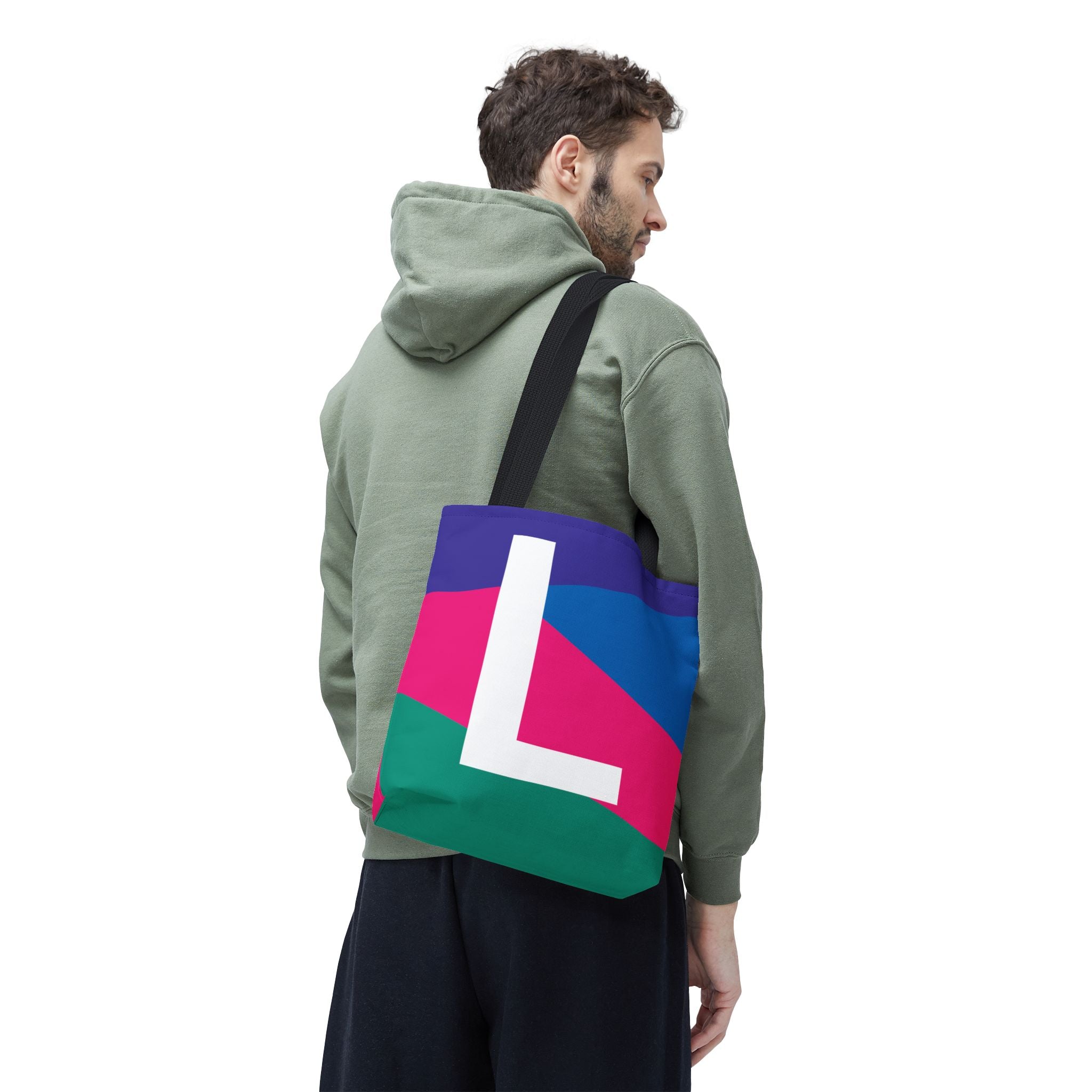 Monogram 'L' Colorblock Tote Bag — Personalized Initial L Shoulder Tote
