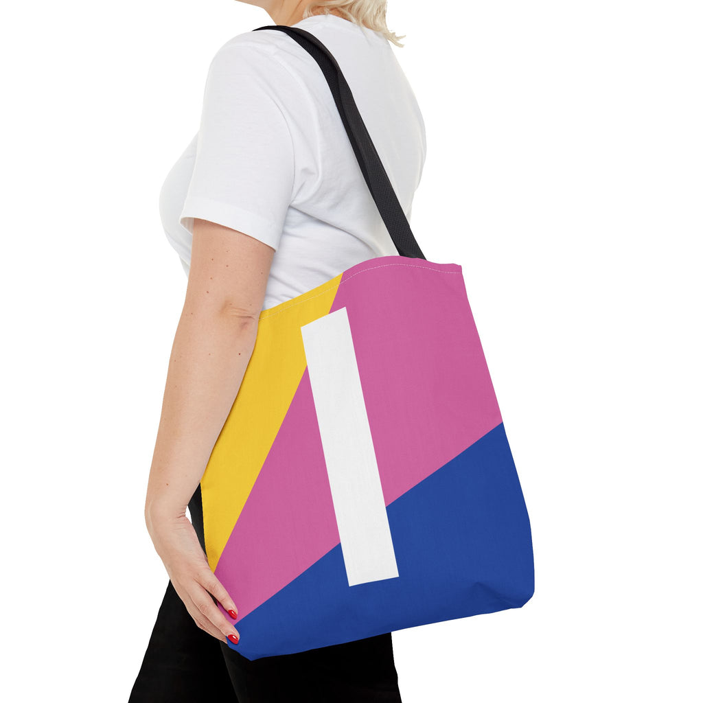 Monogram 'I' Colorblock Tote Bag — Personalized Initial I Shoulder Tote