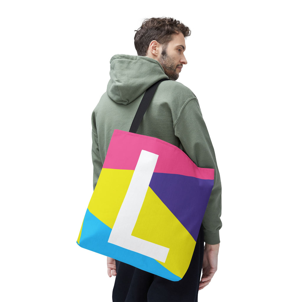 Monogram 'L' Colorblock Tote Bag — Personalized Initial L Shoulder Tote