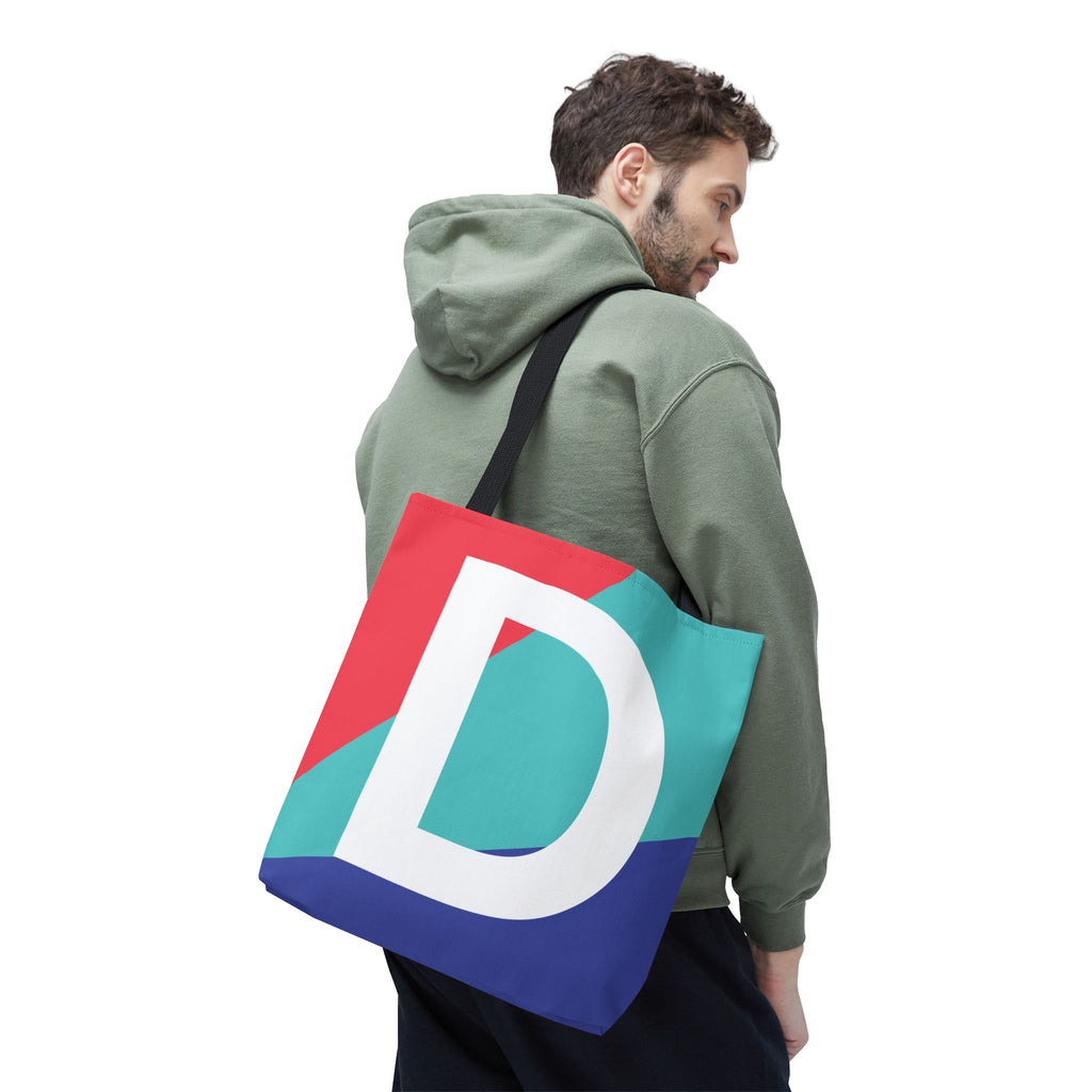 Monogram 'D' Colorblock Tote Bag — Personalized Initial D Shoulder Tote
