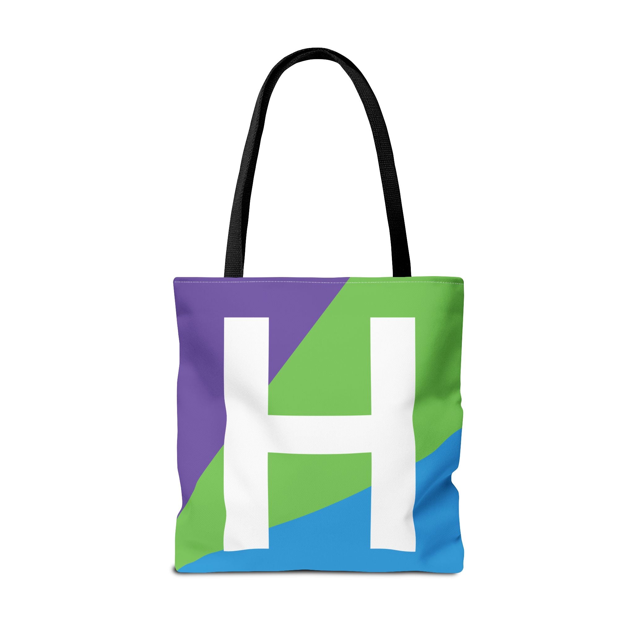 Monogram 'H' Colorblock Tote Bag — Personalized Initial H Shoulder Tote