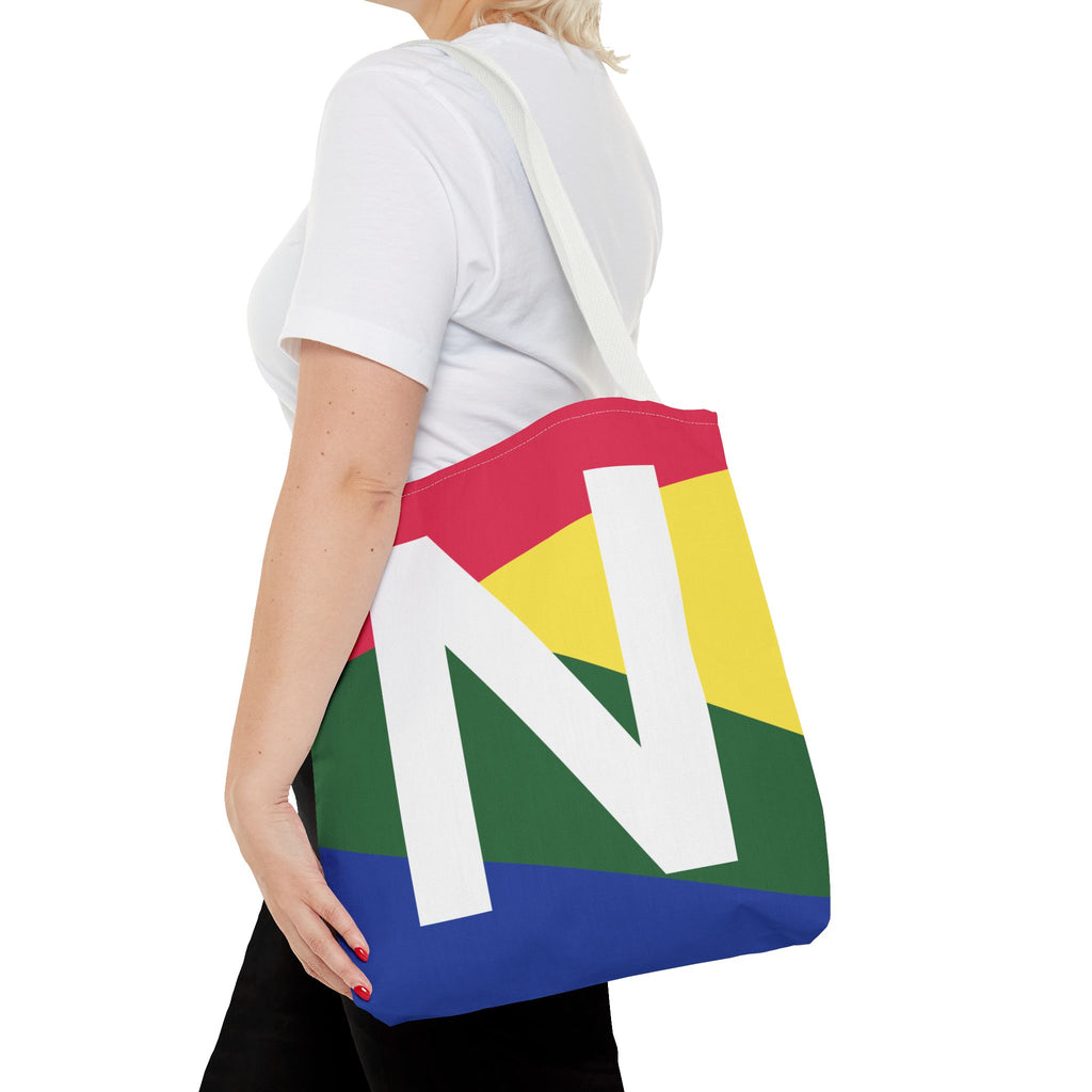 Monogram 'N' Colorblock Tote Bag — Personalized Initial N Shoulder Tote