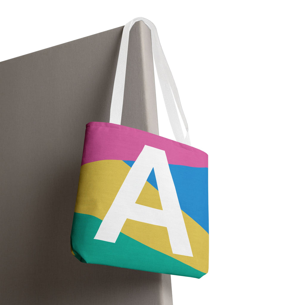 Monogram 'A' Colorblock Tote Bag — Personalized Initial A Shoulder Tote