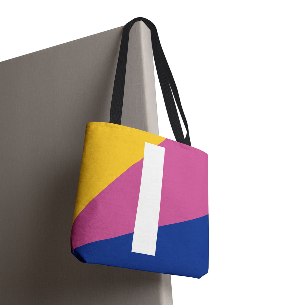 Monogram 'I' Colorblock Tote Bag — Personalized Initial I Shoulder Tote