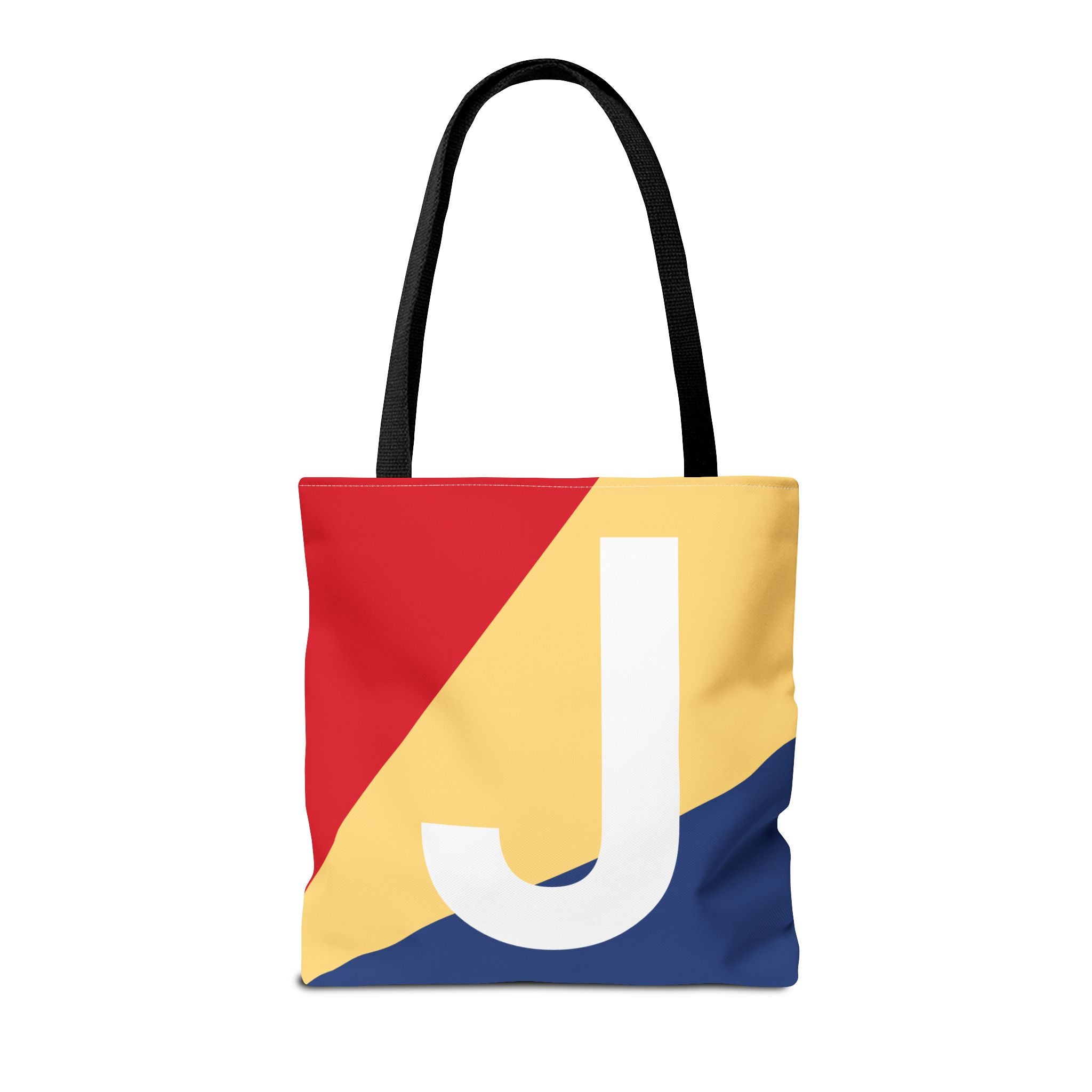 Monogram 'J' Colorblock Tote Bag — Personalized Initial J Shoulder Tote