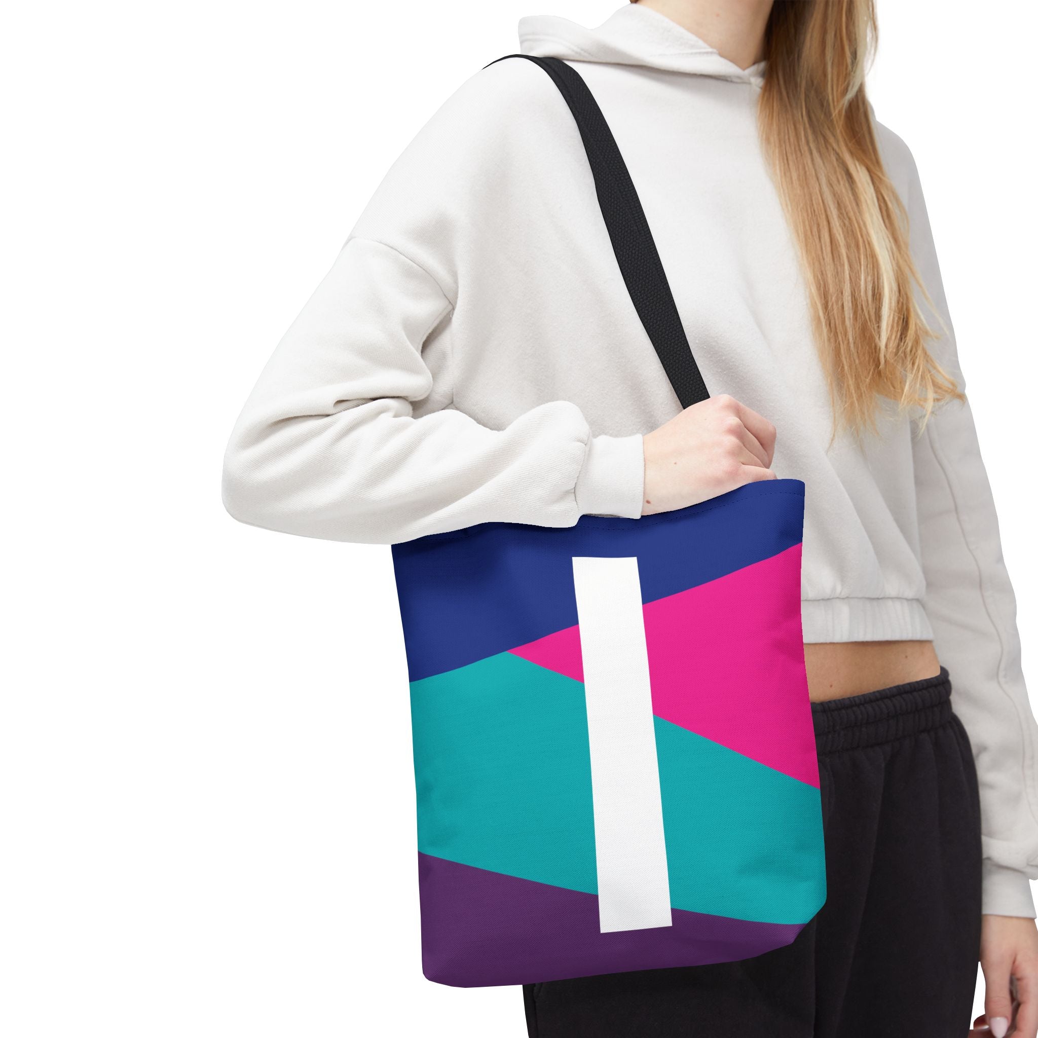 Monogram 'I' Colorblock Tote Bag — Personalized Initial I Shoulder Tote