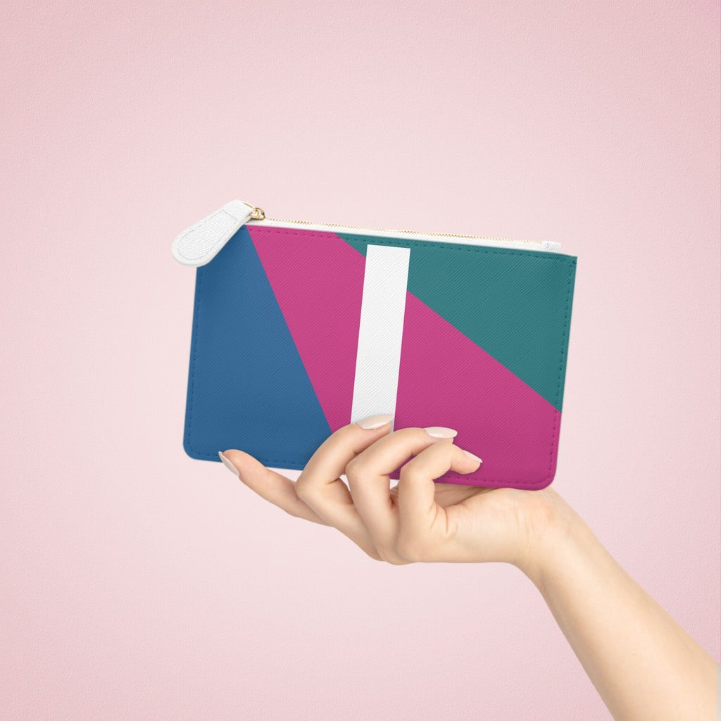 Initial I Mini Clutch — Colorblock Monogram Wristlet Wallet