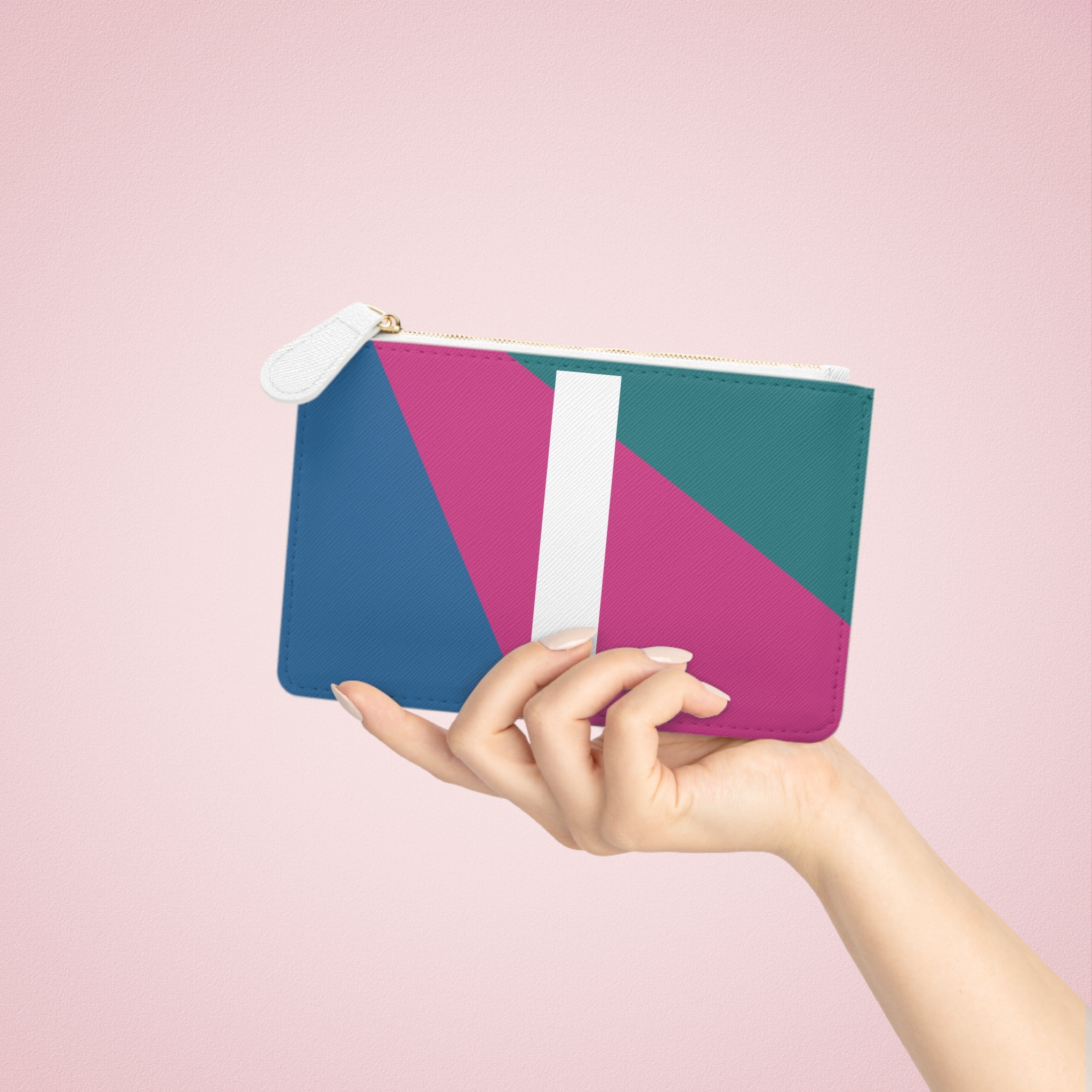 Initial I Mini Clutch — Colorblock Monogram Wristlet Wallet