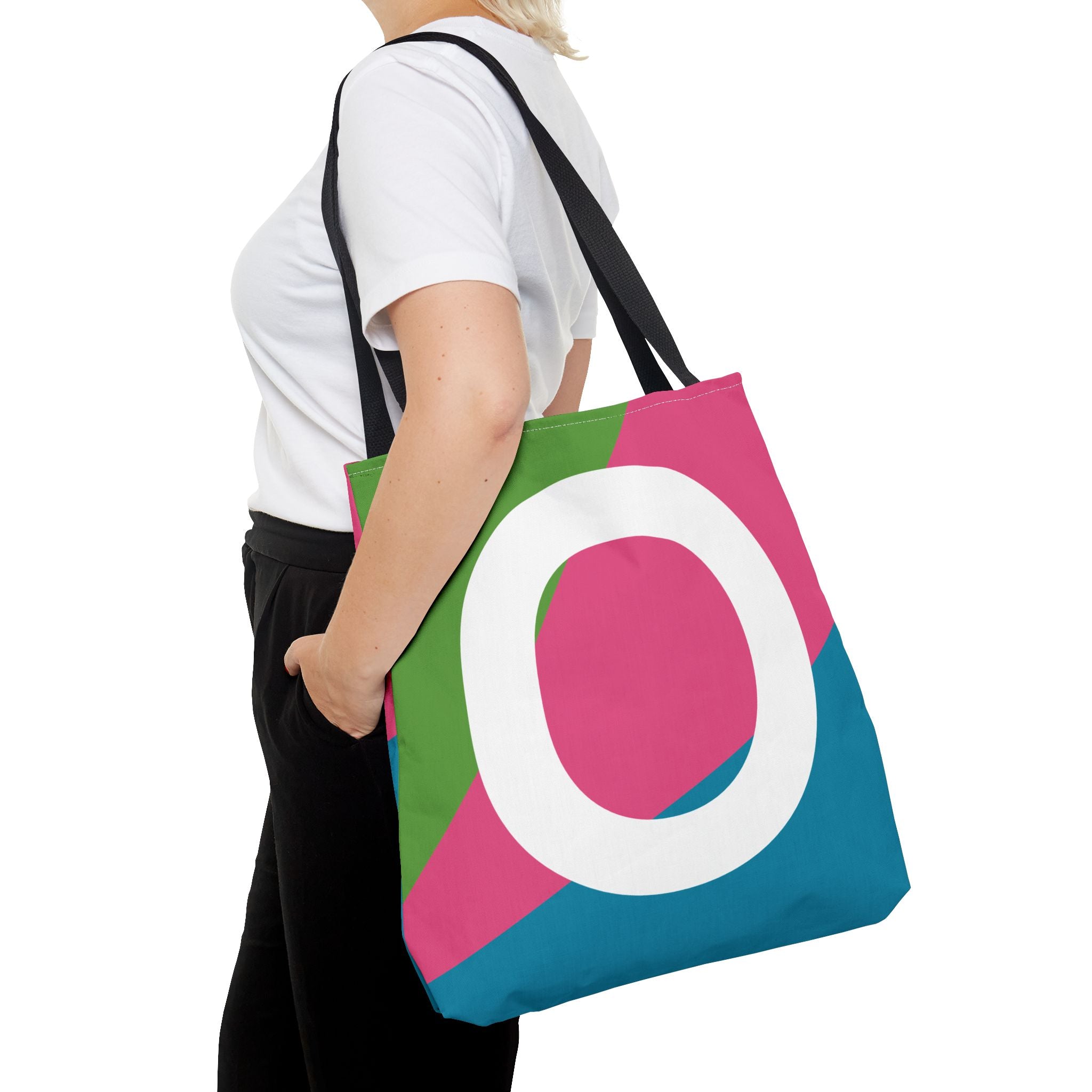 Monogram 'O' Colorblock Tote Bag — Personalized Initial O Shoulder Tote