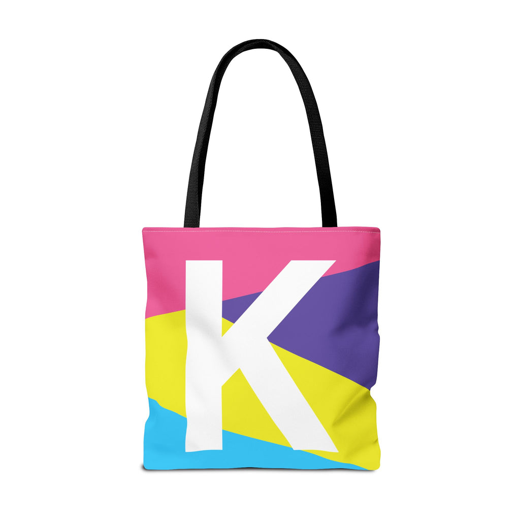 Monogram 'K' Colorblock Tote Bag — Personalized Initial K Shoulder Tote