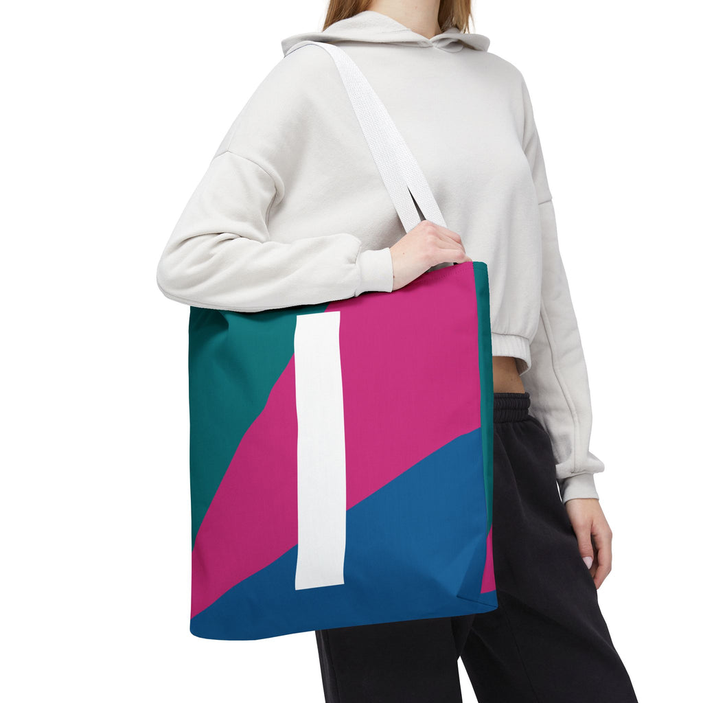 Monogram 'I' Colorblock Tote Bag — Personalized Initial I Shoulder Tote