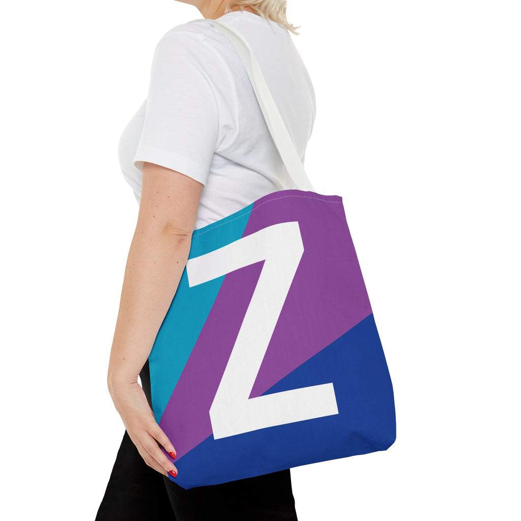 Monogram 'Z' Colorblock Tote Bag — Personalized Initial Z Shoulder Tote