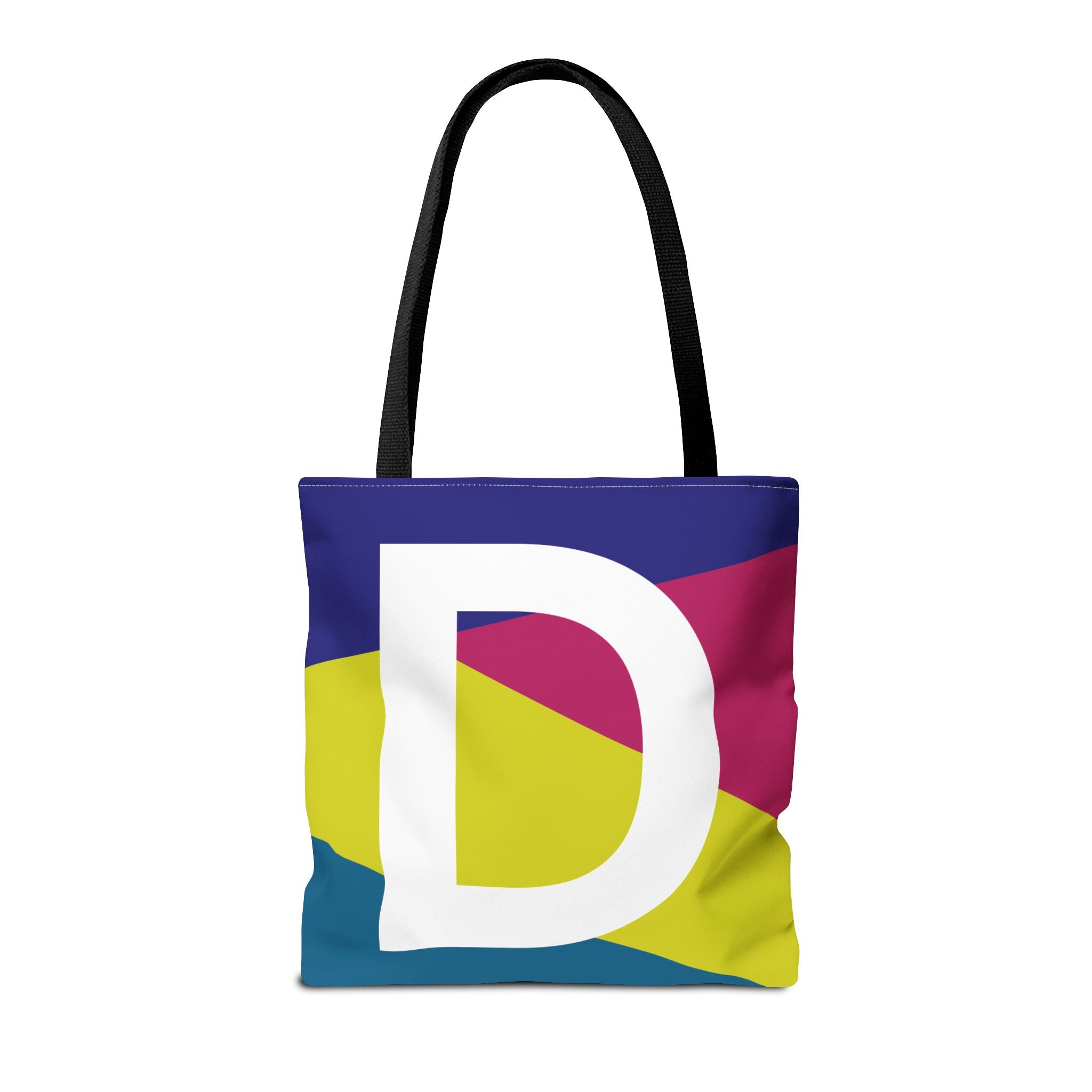 Monogram 'D' Colorblock Tote Bag — Personalized Initial D Shoulder Tote