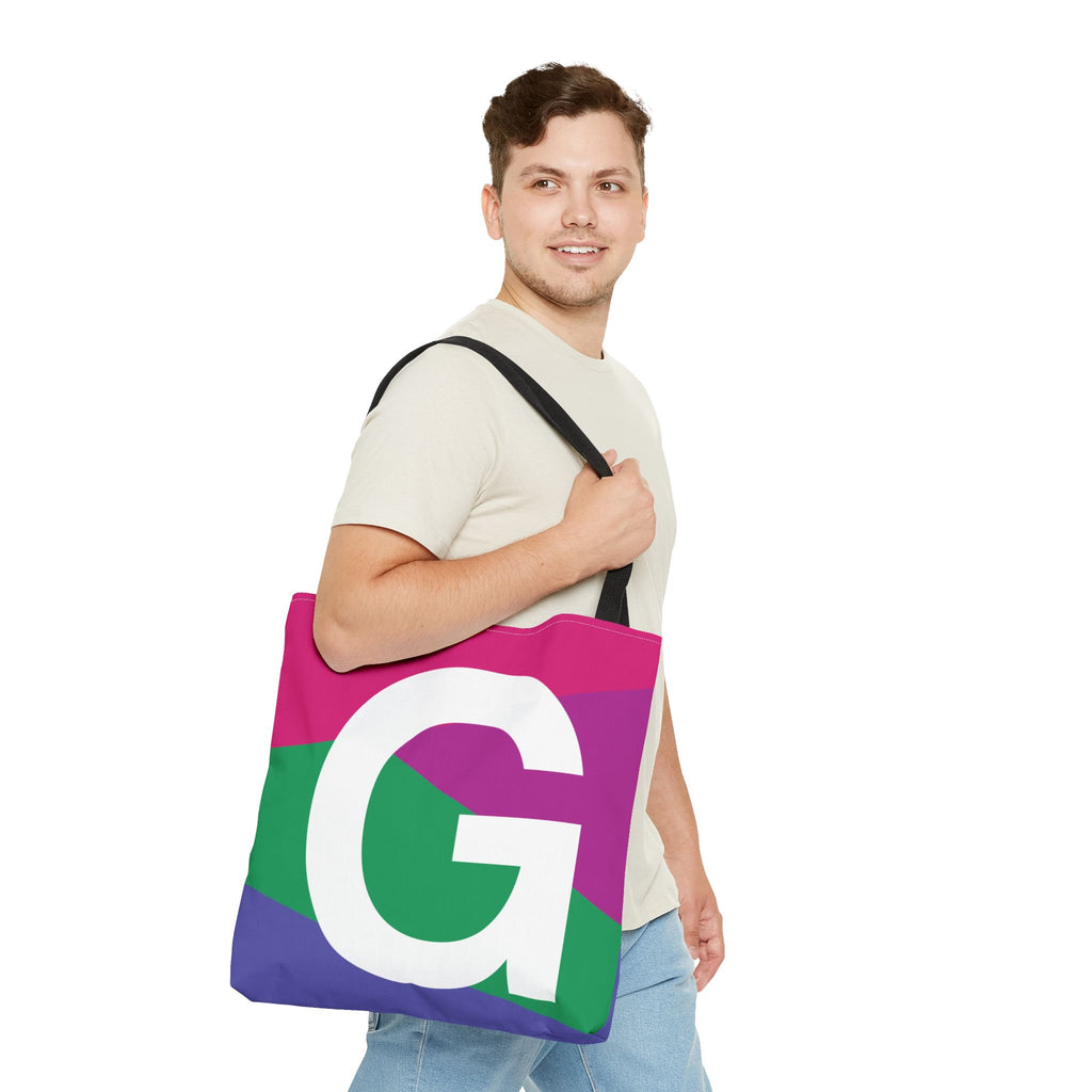 Monogram 'G' Colorblock Tote Bag — Personalized Initial G Shoulder Tote