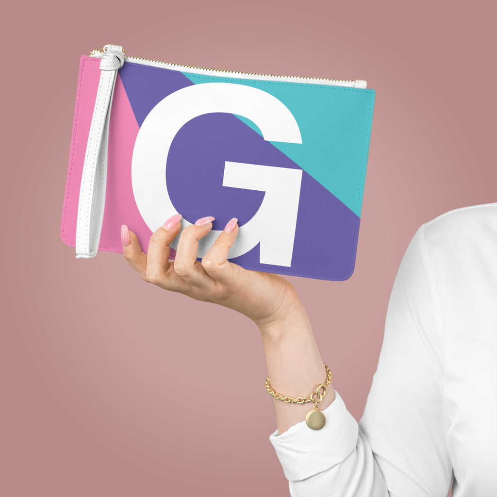 Monogram 'G' Colorblock Clutch Bag — Bold Geometric Wristlet for Everyday & Gifts