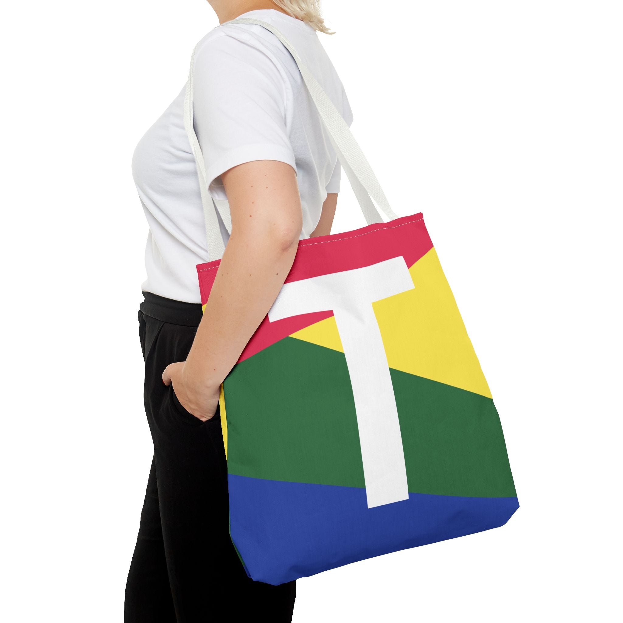 Monogram 'T' Colorblock Tote Bag — Personalized Initial T Shoulder Tote