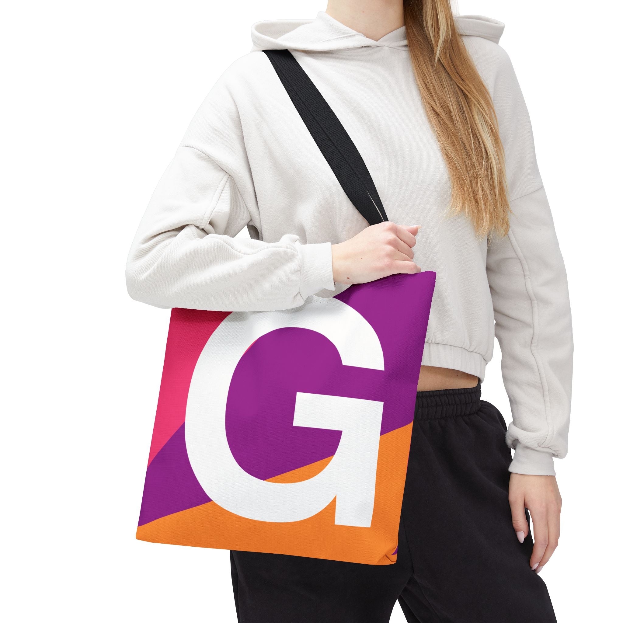 Monogram 'G' Colorblock Tote Bag — Personalized Initial G Shoulder Tote