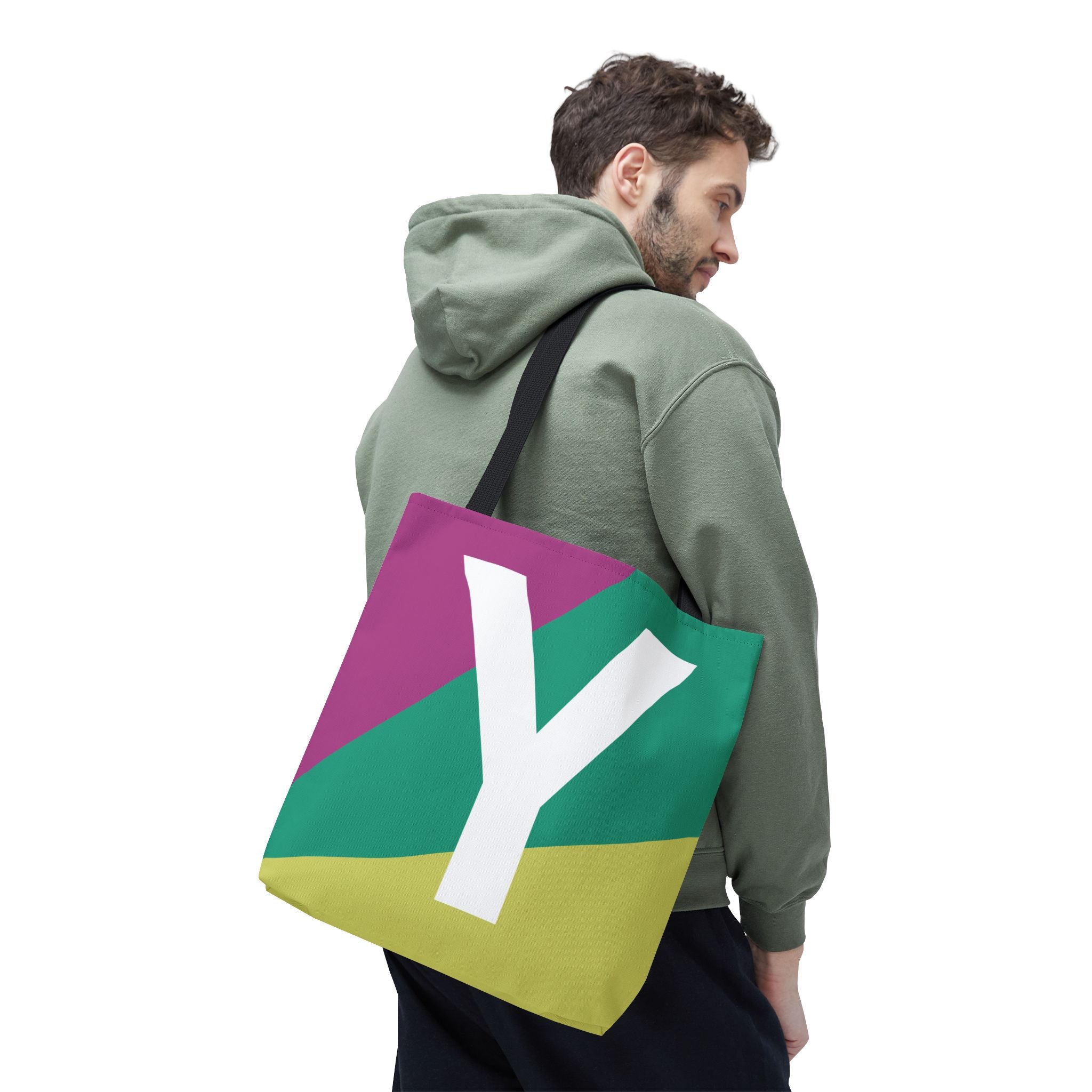 Monogram 'Y' Colorblock Tote Bag — Personalized Initial Y Shoulder Tote