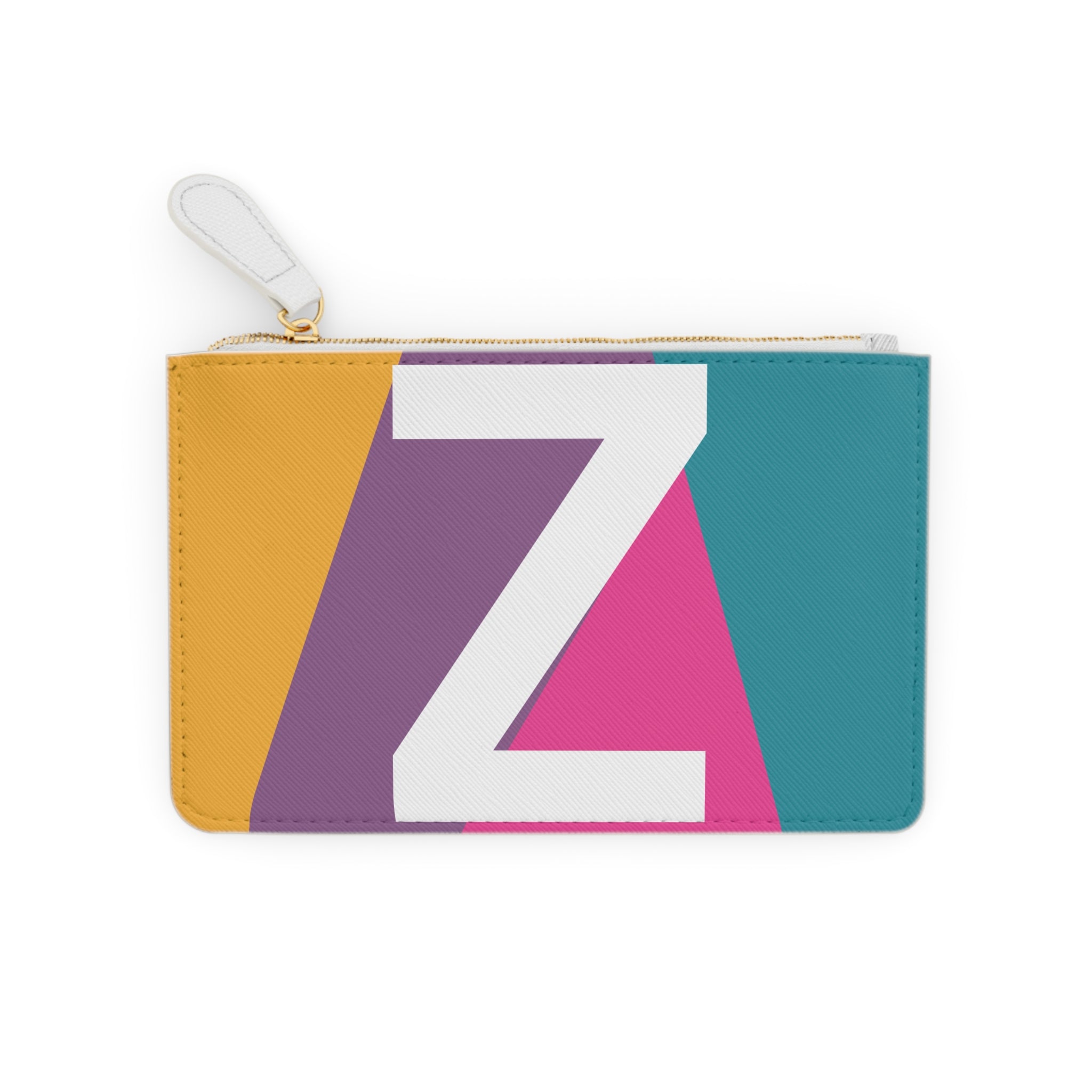 Initial Z Mini Clutch — Colorblock Monogram Wristlet Wallet
