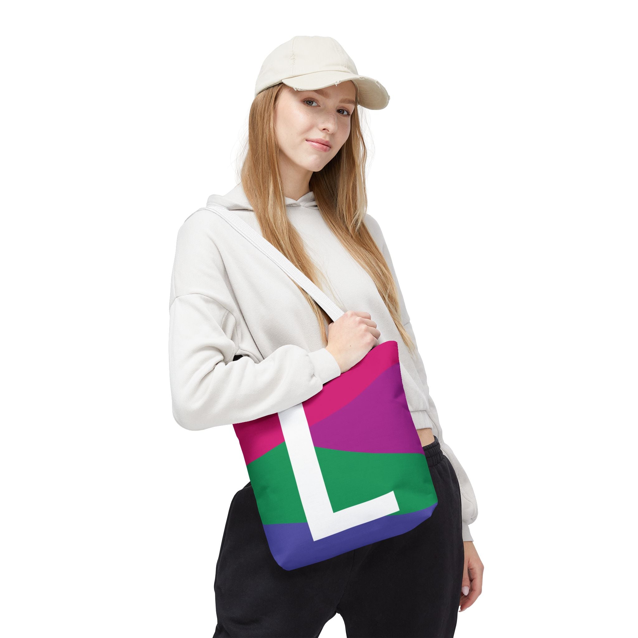 Monogram 'L' Colorblock Tote Bag — Personalized Initial L Shoulder Tote