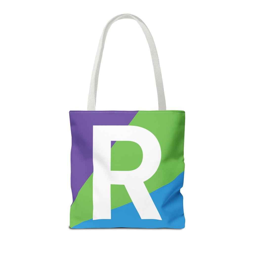 Monogram 'R' Colorblock Tote Bag — Personalized Initial R Shoulder Tote