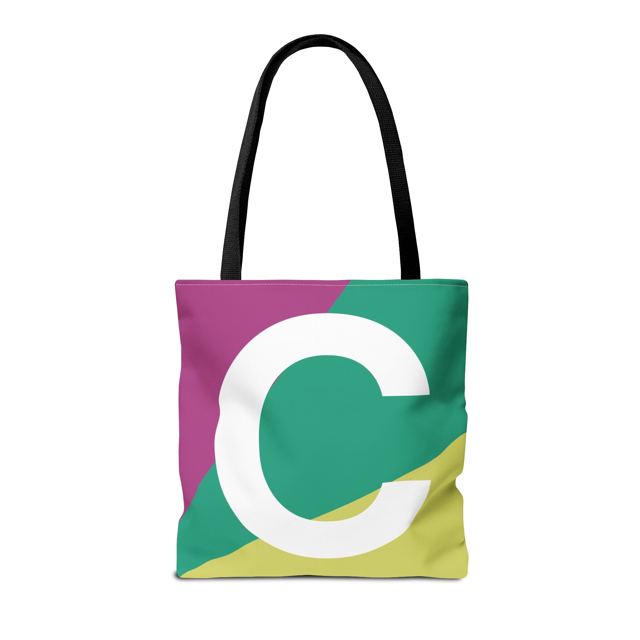 Monogram 'C' Colorblock Tote Bag — Personalized Initial C Shoulder Tote