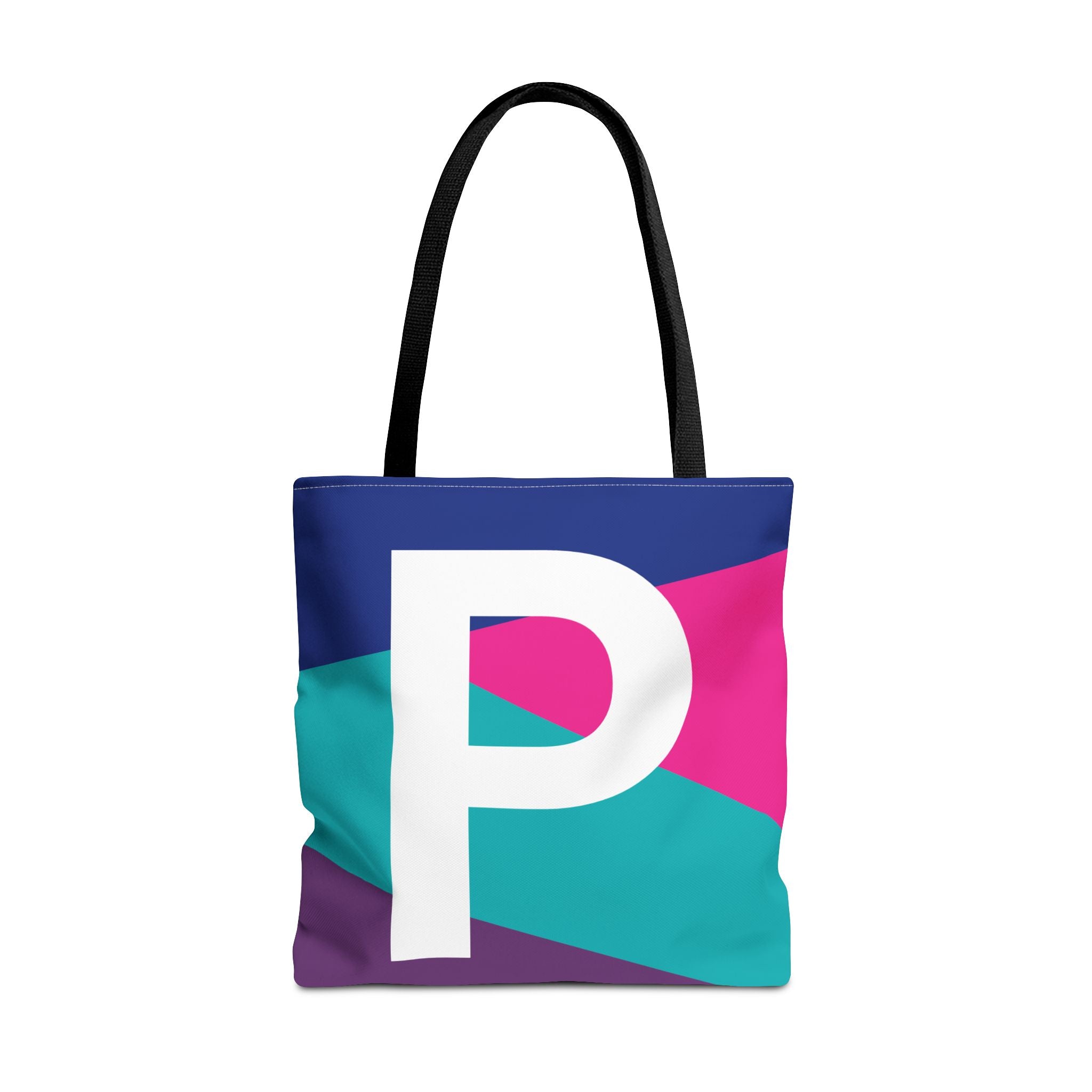 Monogram 'P' Colorblock Tote Bag — Personalized Initial P Shoulder Tote