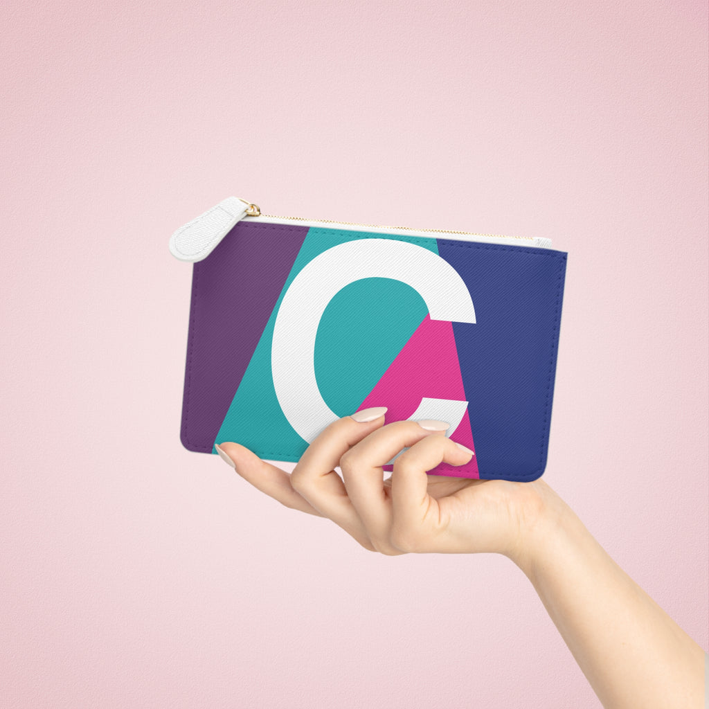 Initial C Mini Clutch — Colorblock Monogram Wristlet Wallet