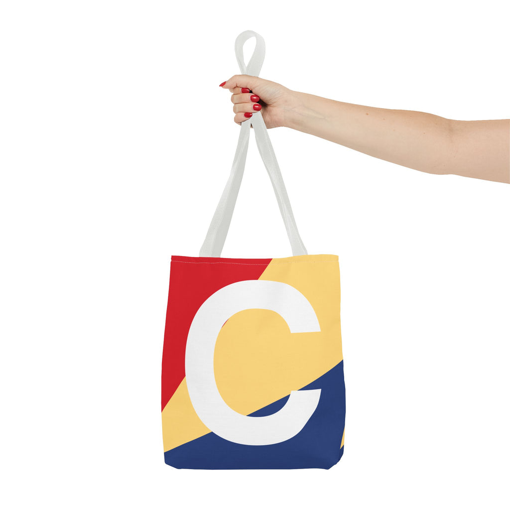 Monogram 'C' Colorblock Tote Bag — Personalized Initial C Shoulder Tote