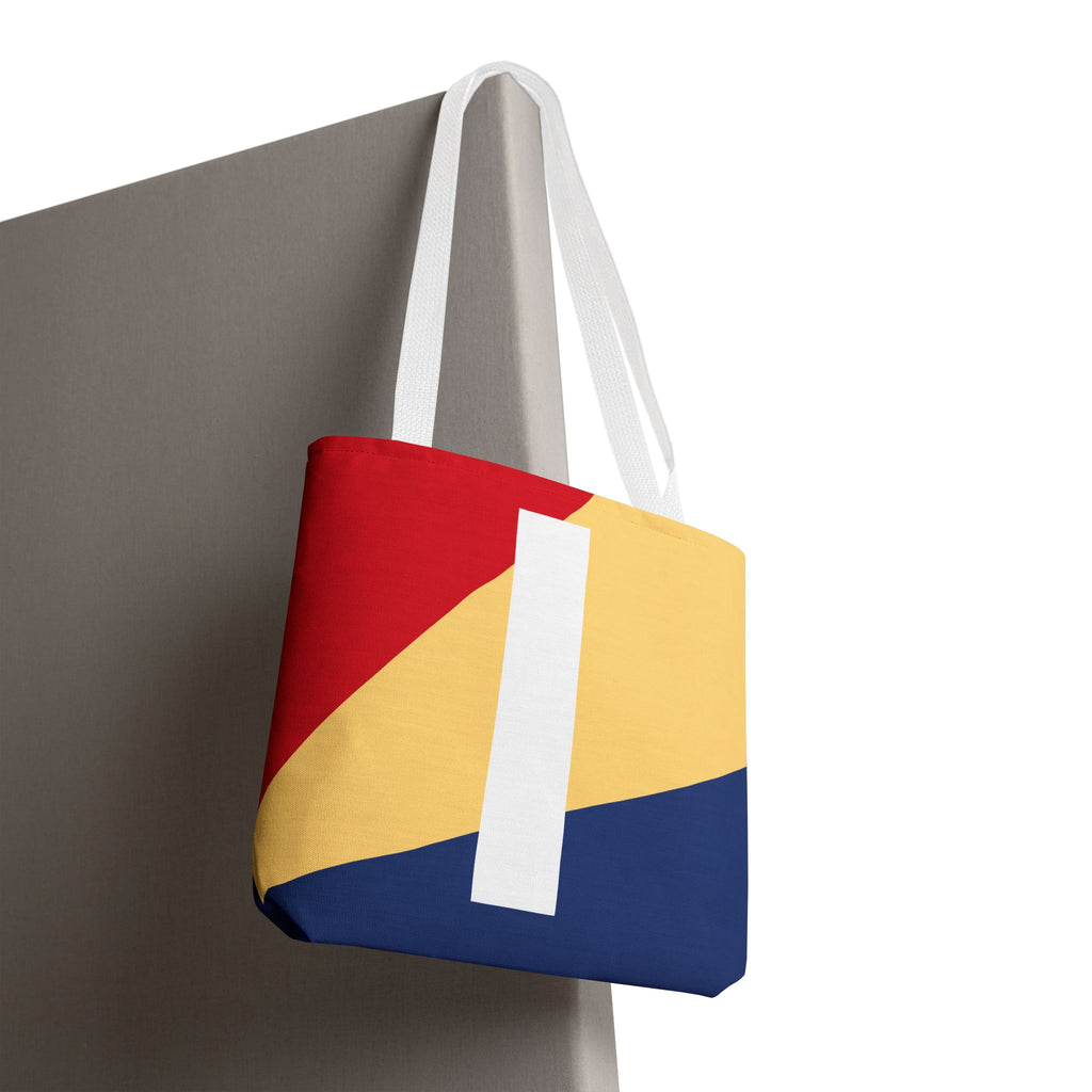 Monogram 'I' Colorblock Tote Bag — Personalized Initial I Shoulder Tote