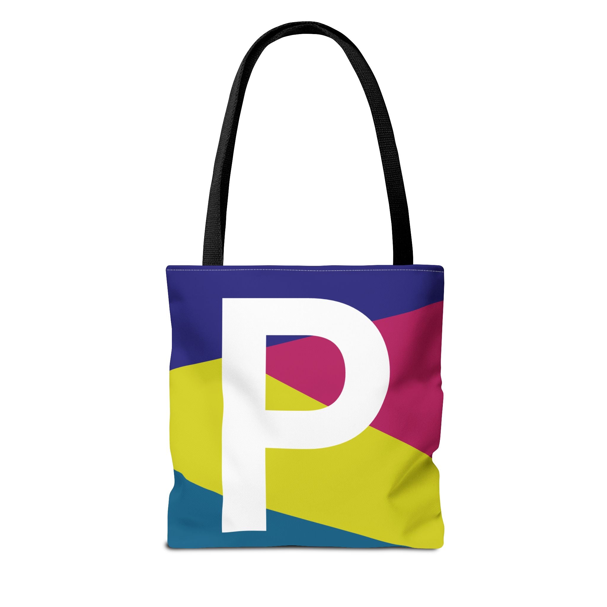 Monogram 'P' Colorblock Tote Bag — Personalized Initial P Shoulder Tote