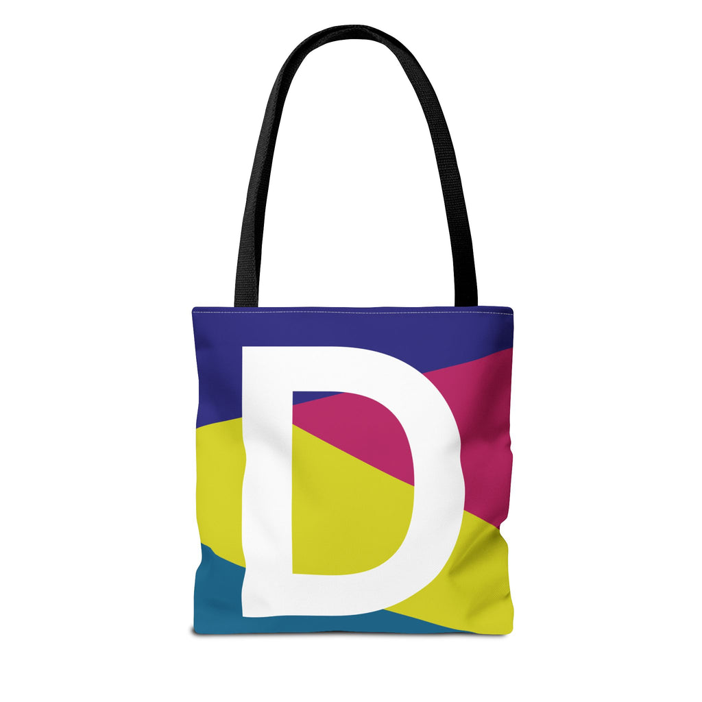 Monogram 'D' Colorblock Tote Bag — Personalized Initial D Shoulder Tote