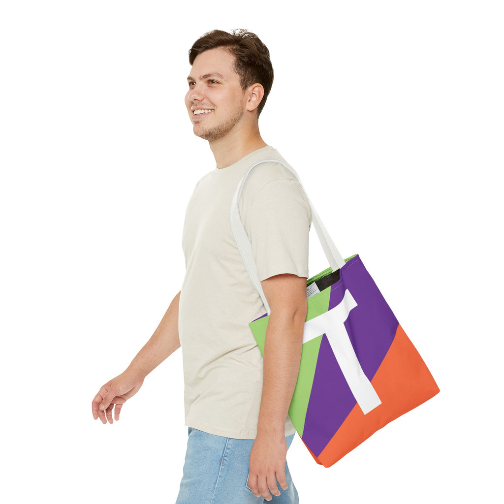 Monogram 'T' Colorblock Tote Bag — Personalized Initial T Shoulder Tote
