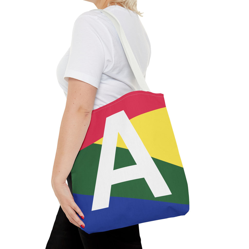Monogram 'A' Colorblock Tote Bag — Personalized Initial A Shoulder Tote