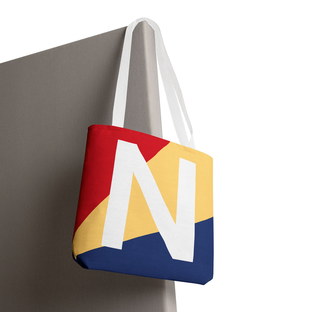 Monogram 'N' Colorblock Tote Bag — Personalized Initial N Shoulder Tote