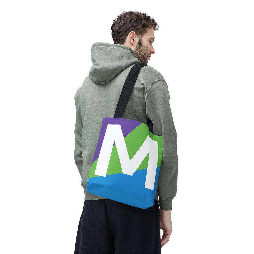 Monogram 'M' Colorblock Tote Bag — Personalized Initial M Shoulder Tote