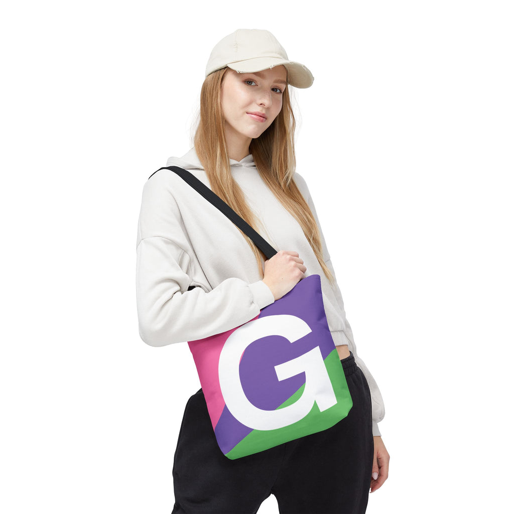 Monogram 'G' Colorblock Tote Bag — Personalized Initial G Shoulder Tote