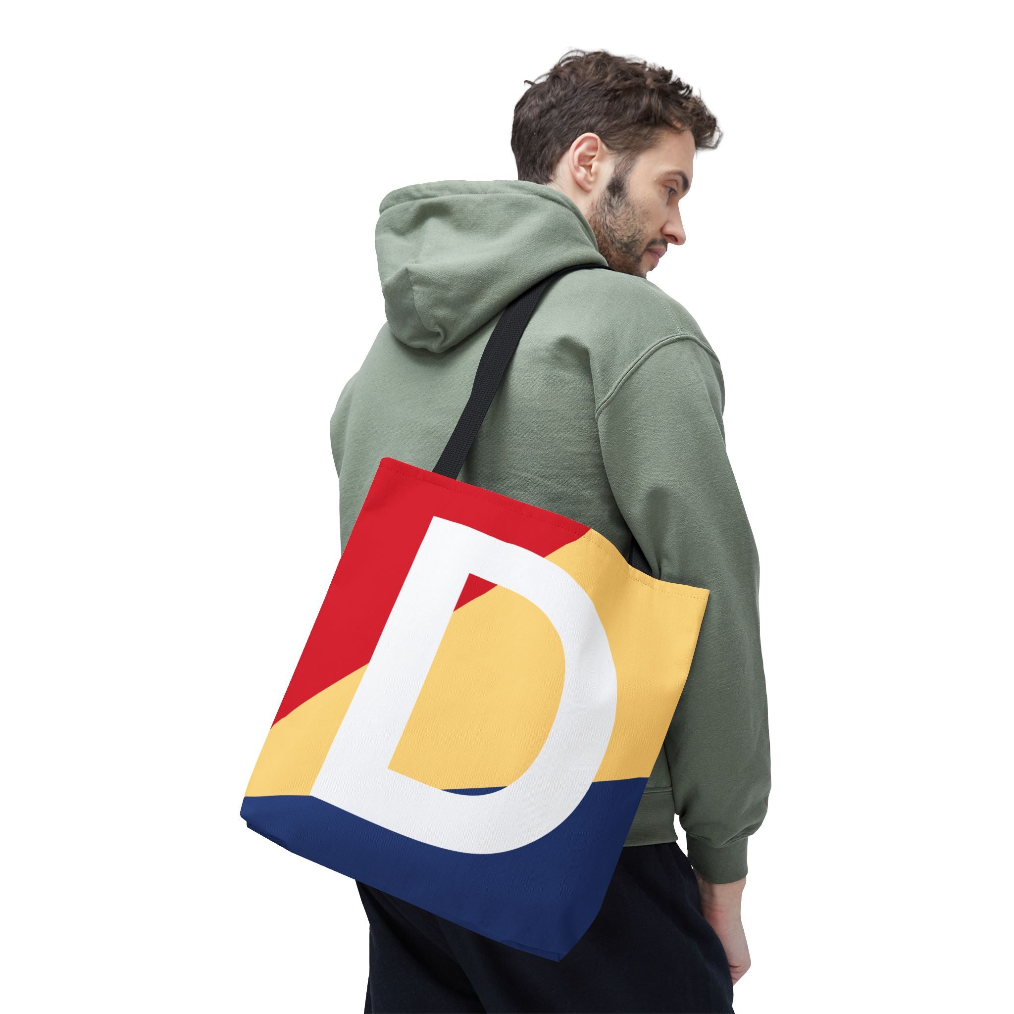 Monogram 'D' Colorblock Tote Bag — Personalized Initial D Shoulder Tote