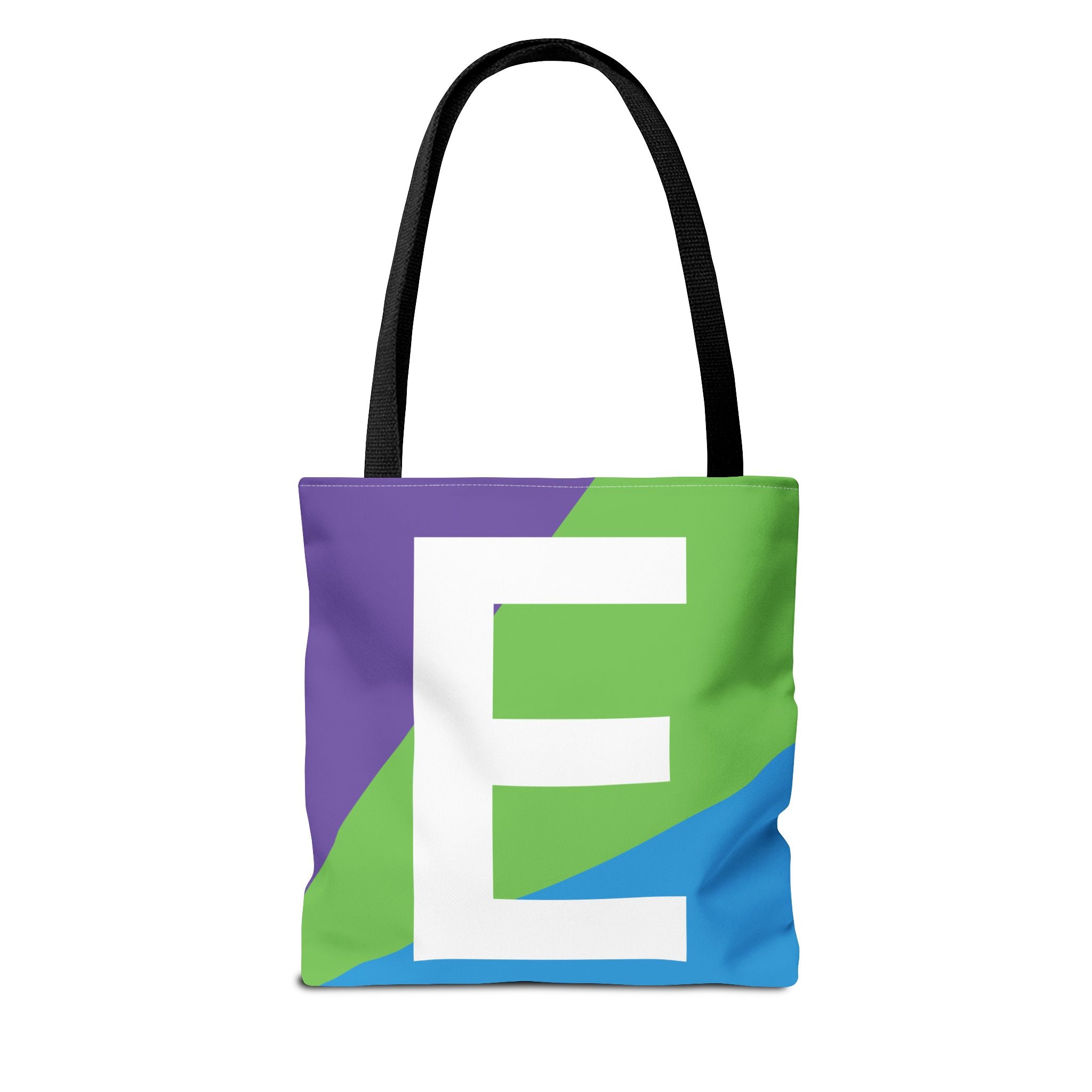 Monogram 'E' Colorblock Tote Bag — Personalized Initial E Shoulder Tote