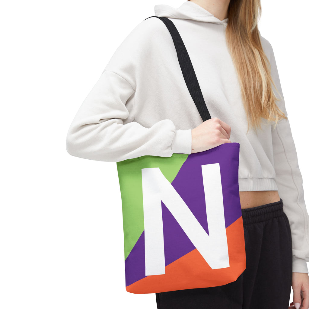 Monogram 'N' Colorblock Tote Bag — Personalized Initial N Shoulder Tote