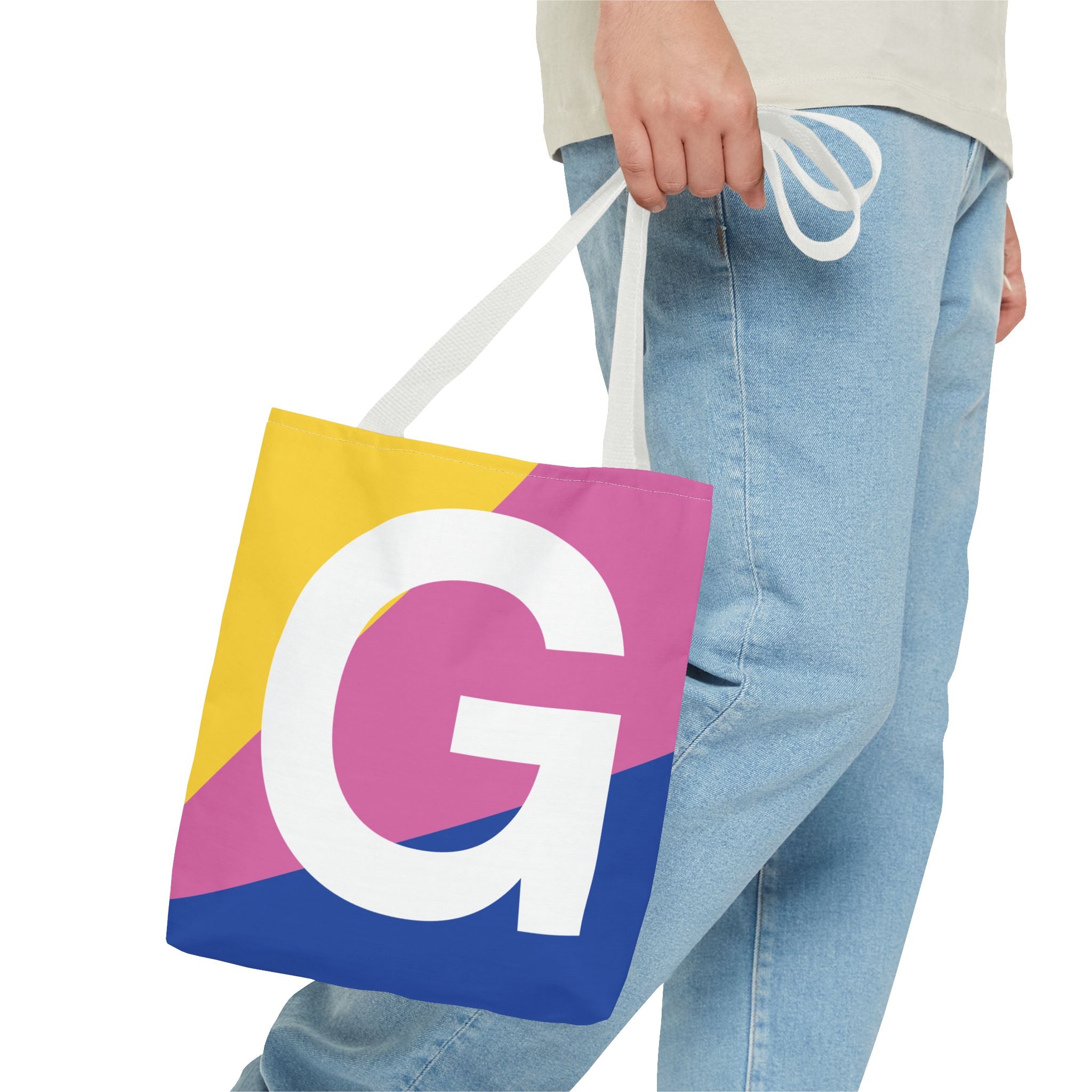 Monogram 'G' Colorblock Tote Bag — Personalized Initial G Shoulder Tote