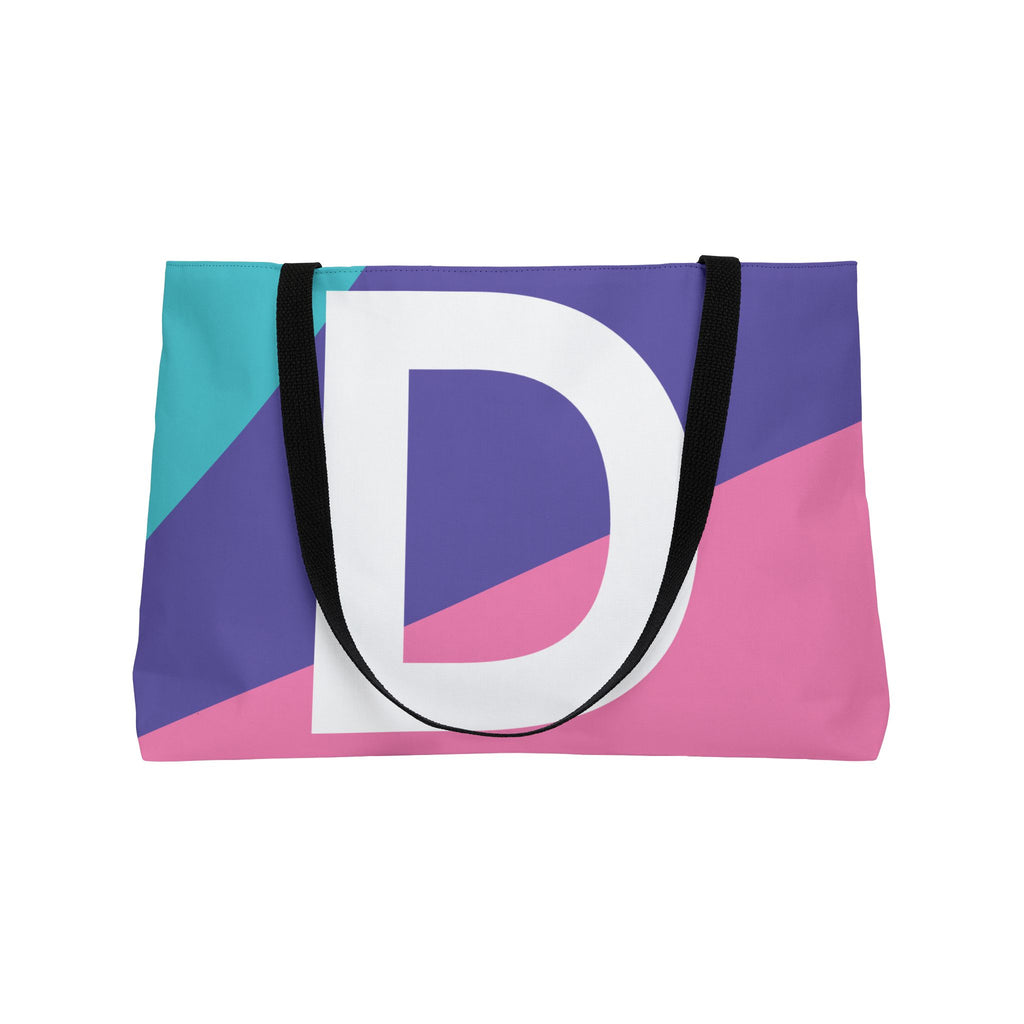 Personalized 'D' Colorblock Tote Bag — Monogram Weekender Tote